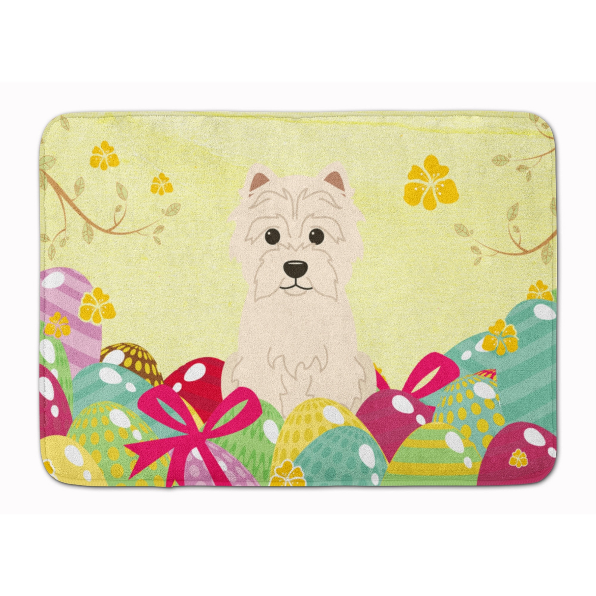 &quotCaroline's Treasures Easter Eggs Westie Machine Washable Memory Foam Mat doormats, Multicolor"