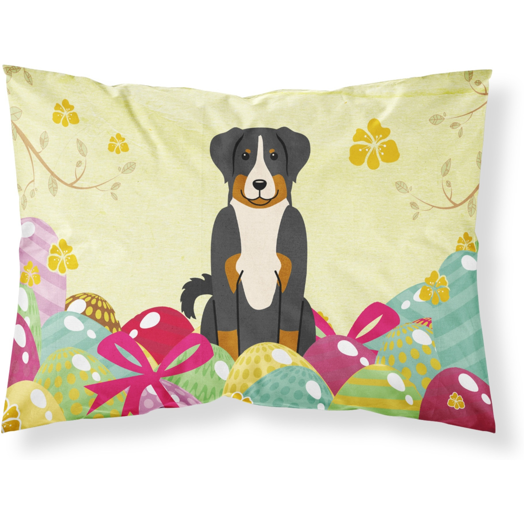 Easter Eggs Appenzeller Sennenhund Fabric Standard Pillowcase