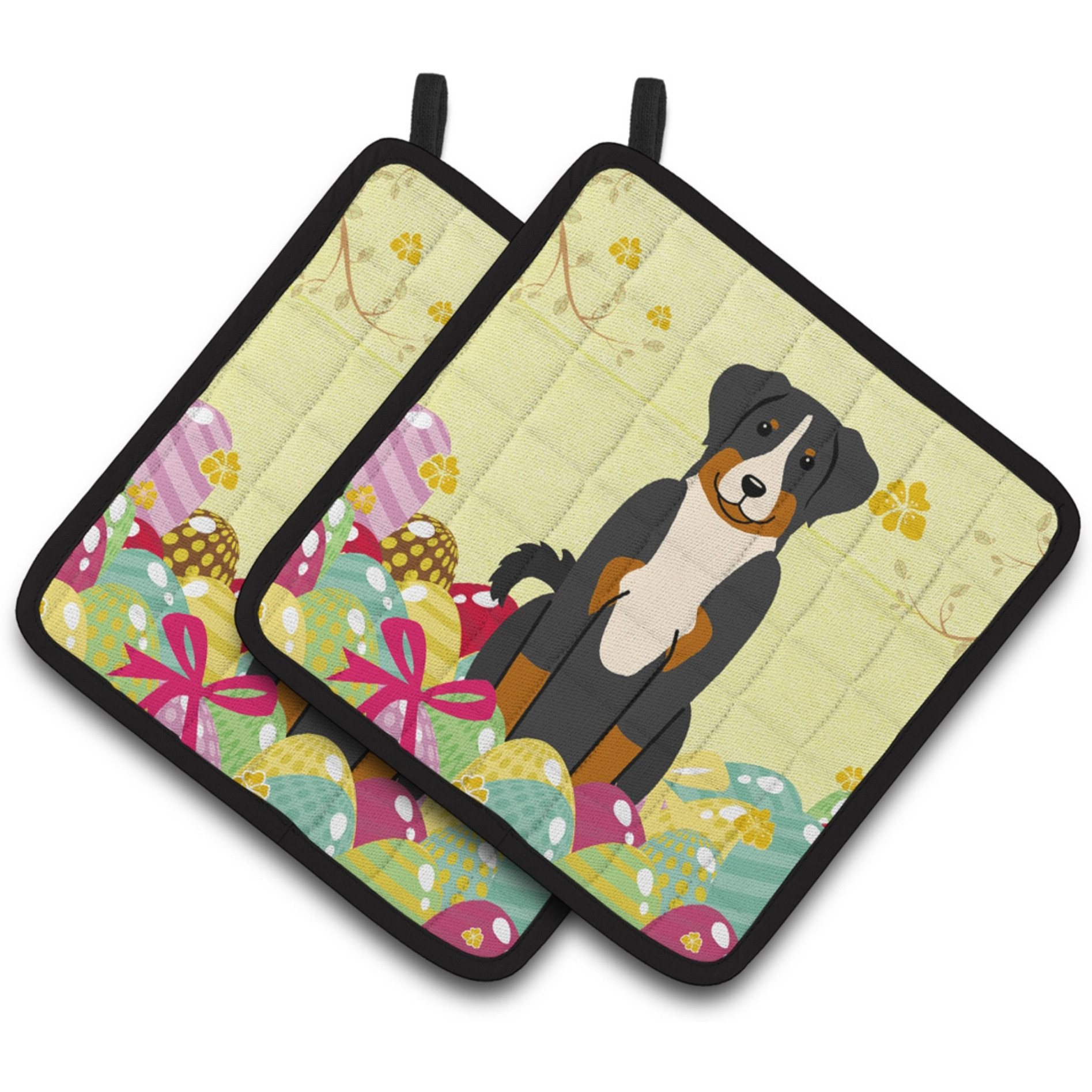 &quotCaroline's Treasures Easter Appenzeller Sennenhund Pair of Pot Holders, 7.5HX7.5W, Multicolor"