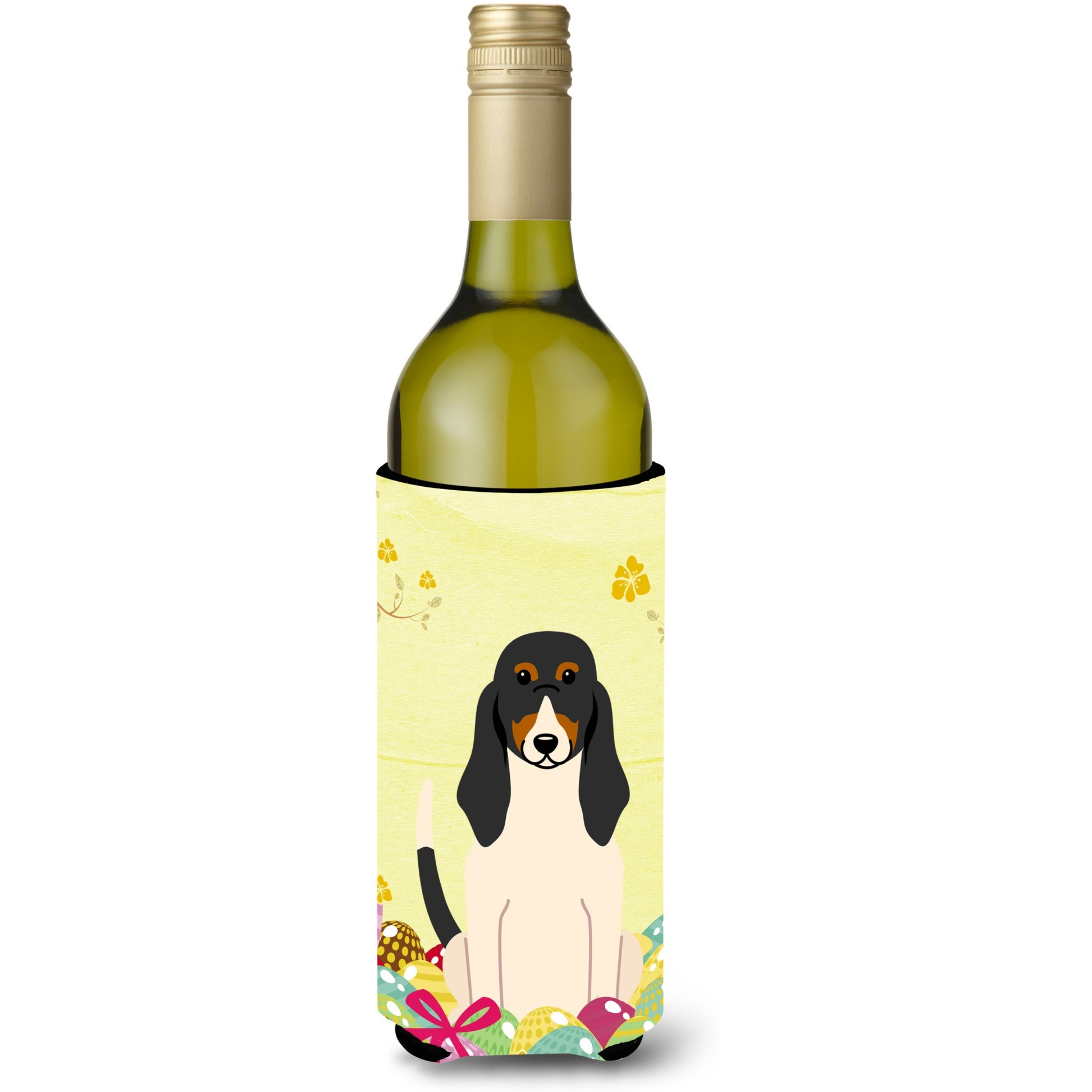 &quotCaroline's Treasures BB6044LITERK Easter Eggs Swiss Hound Wine Bottle Beverage Insulator Hugger, 750ml, Multicolor"