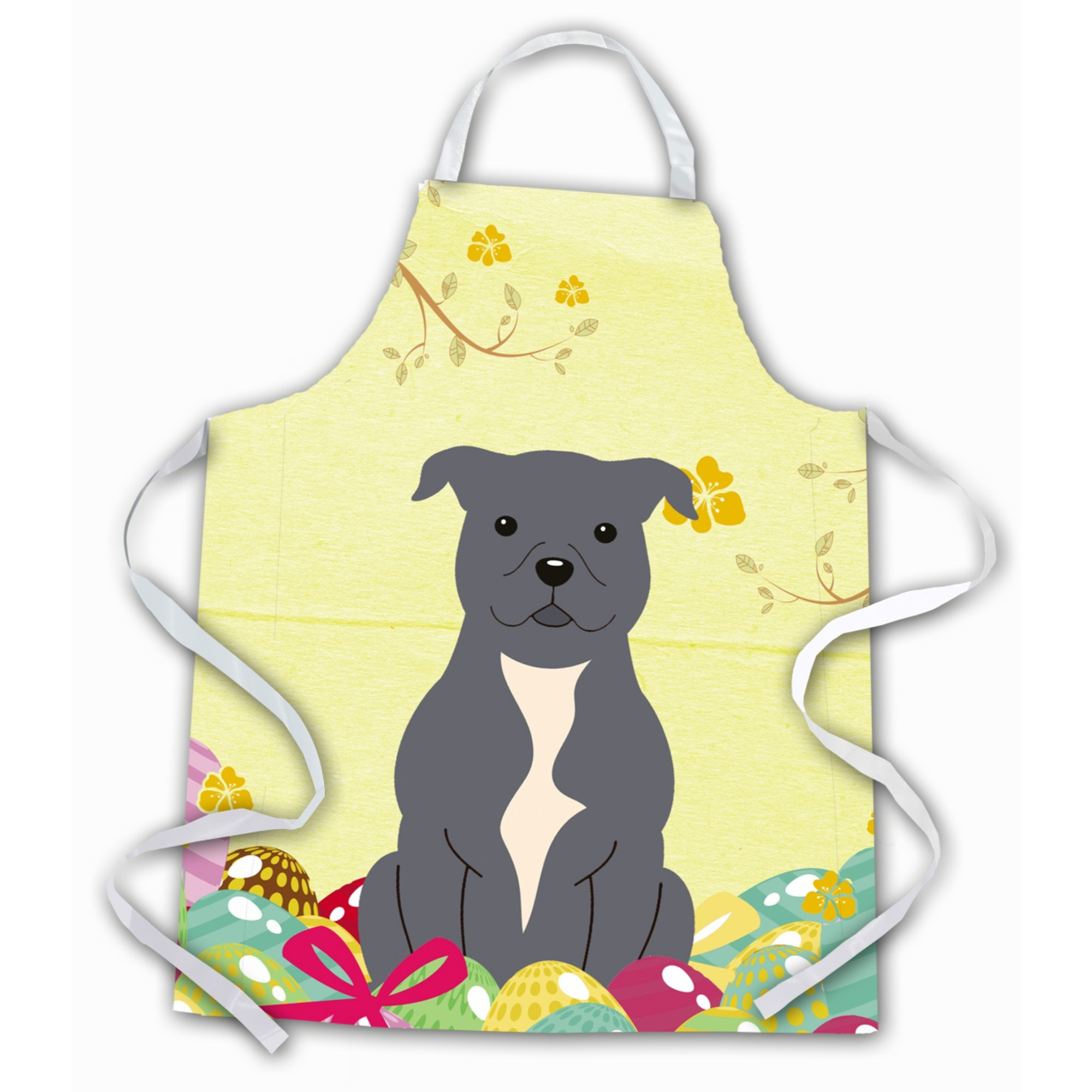 &quotCaroline's Treasures Easter Eggs Staffordshire Bull Terrier Blue Apron, Large, Multicolor"