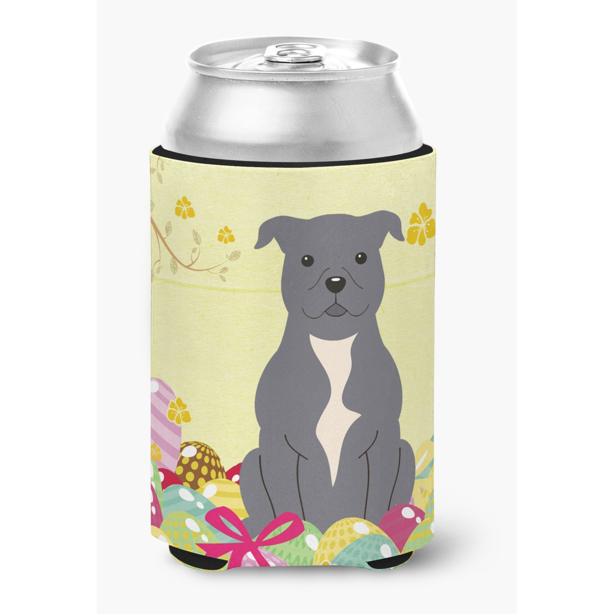 &quotCaroline's Treasures Easter Eggs Staffordshire Bull Terrier Blue Can or Bottle Hugger, Can Hugger, Multicolor"