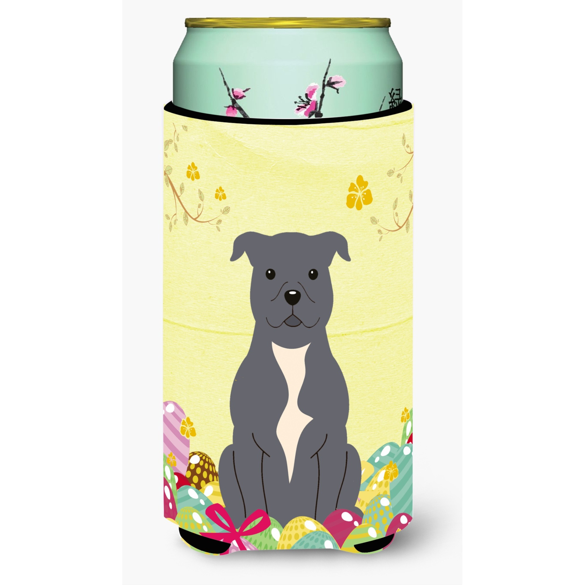 &quotCaroline's Treasures Easter Staffordshire Bull Terrier Tall Boy Beverage Insulator Hugger, Multicolor"