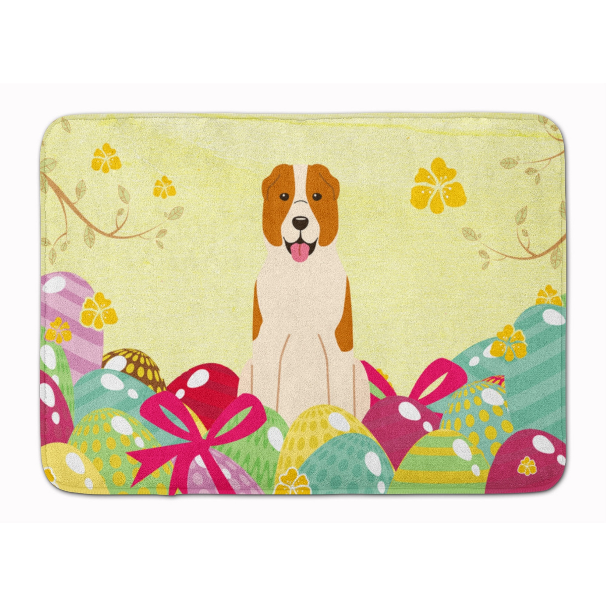 &quotCaroline's Treasures Easter Eggs Central Asian Shepherd Dog Machine Washable Memory Foam Mat doormats, Multicolor"