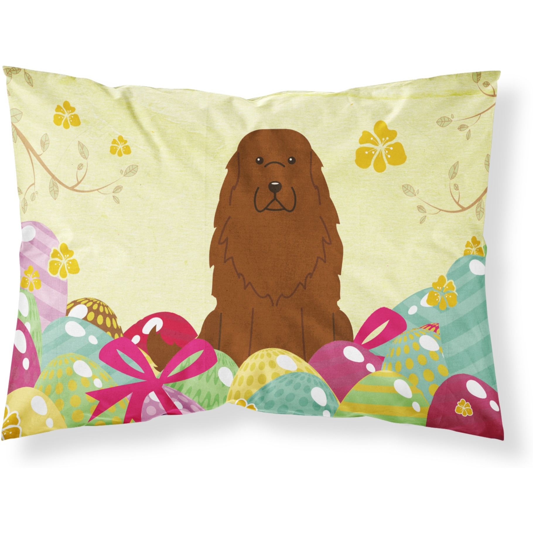 Easter Eggs Caucasian Shepherd Dog Fabric Standard Pillowcase