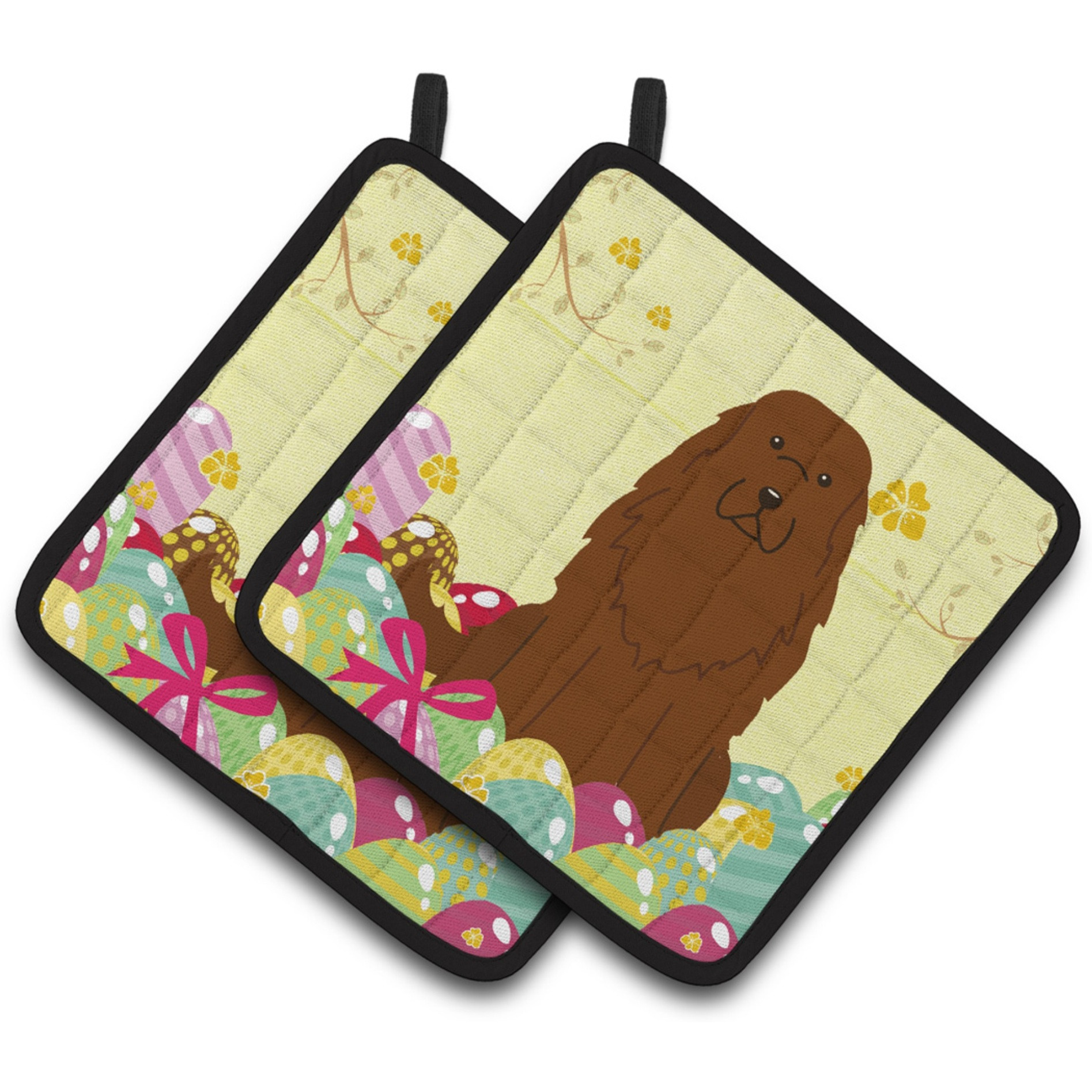 &quotCaroline's Treasures Easter Caucasian Shepherd Dog Pair of Pot Holders, 7.5HX7.5W, Multicolor"