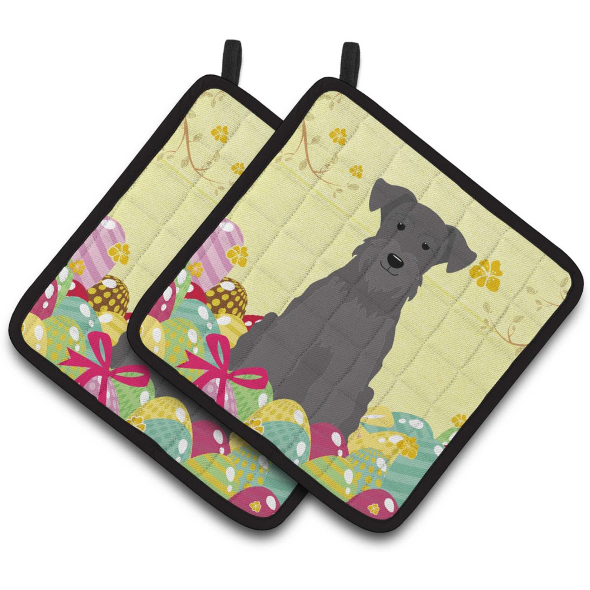 &quotCaroline's Treasures BB6051PTHD Easter Miniature Schanuzer Pair of Pot Holders, 7.5"" x 7.5"", Multicolor"