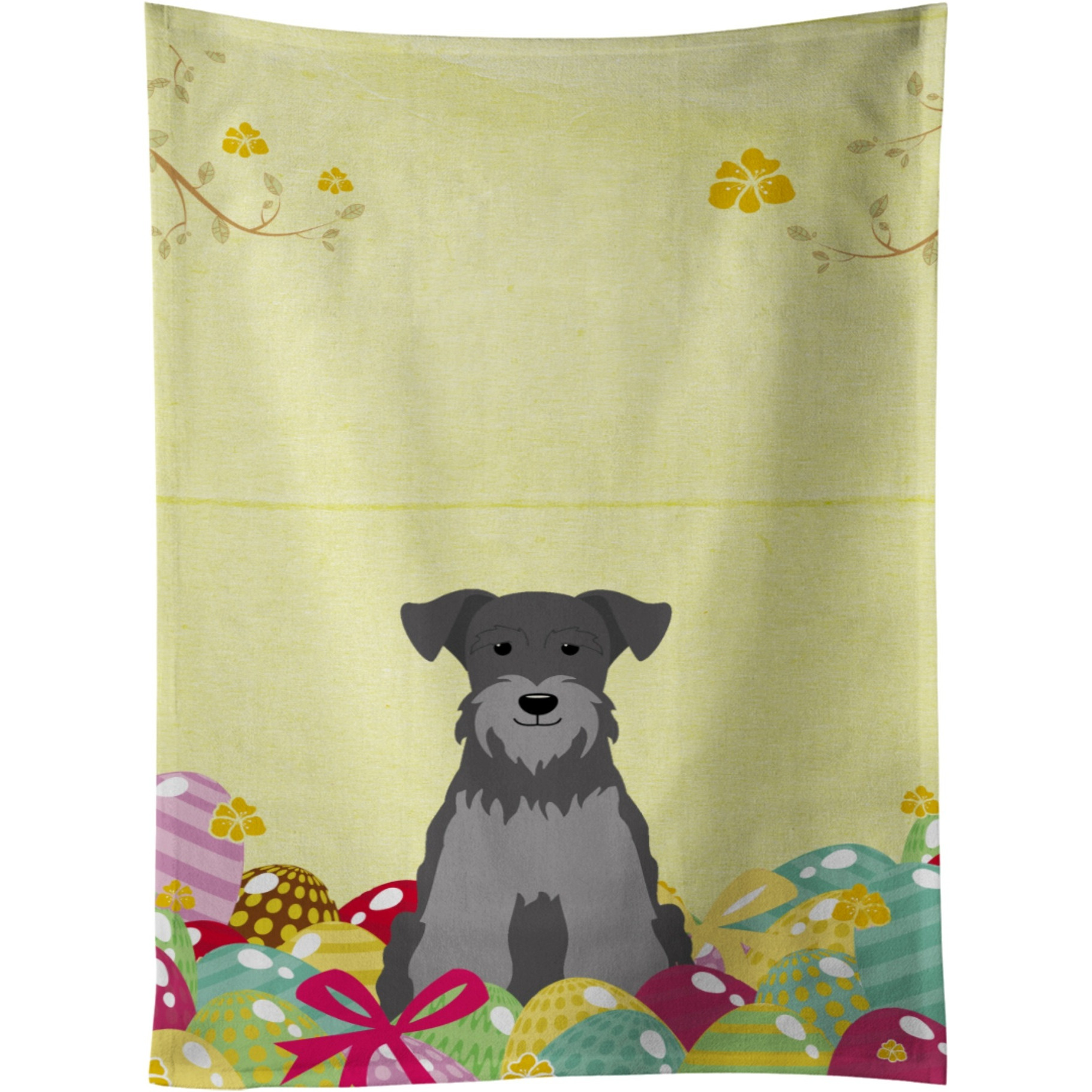 &quotCaroline's Treasures Easter Eggs Miniature Schnauzer Black Silver Kitchen Towel, Multicolor, 25"" x 15"""