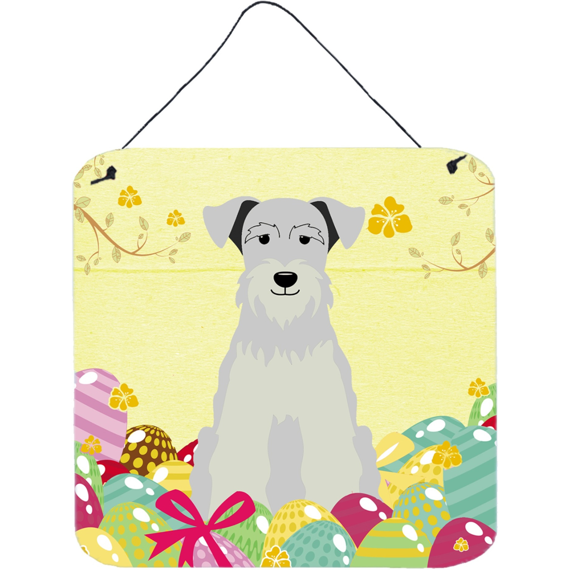 &quotCaroline's Treasures Easter Eggs Miniature Schanuzer White Metal Print, 6 x 6, Multicolor"