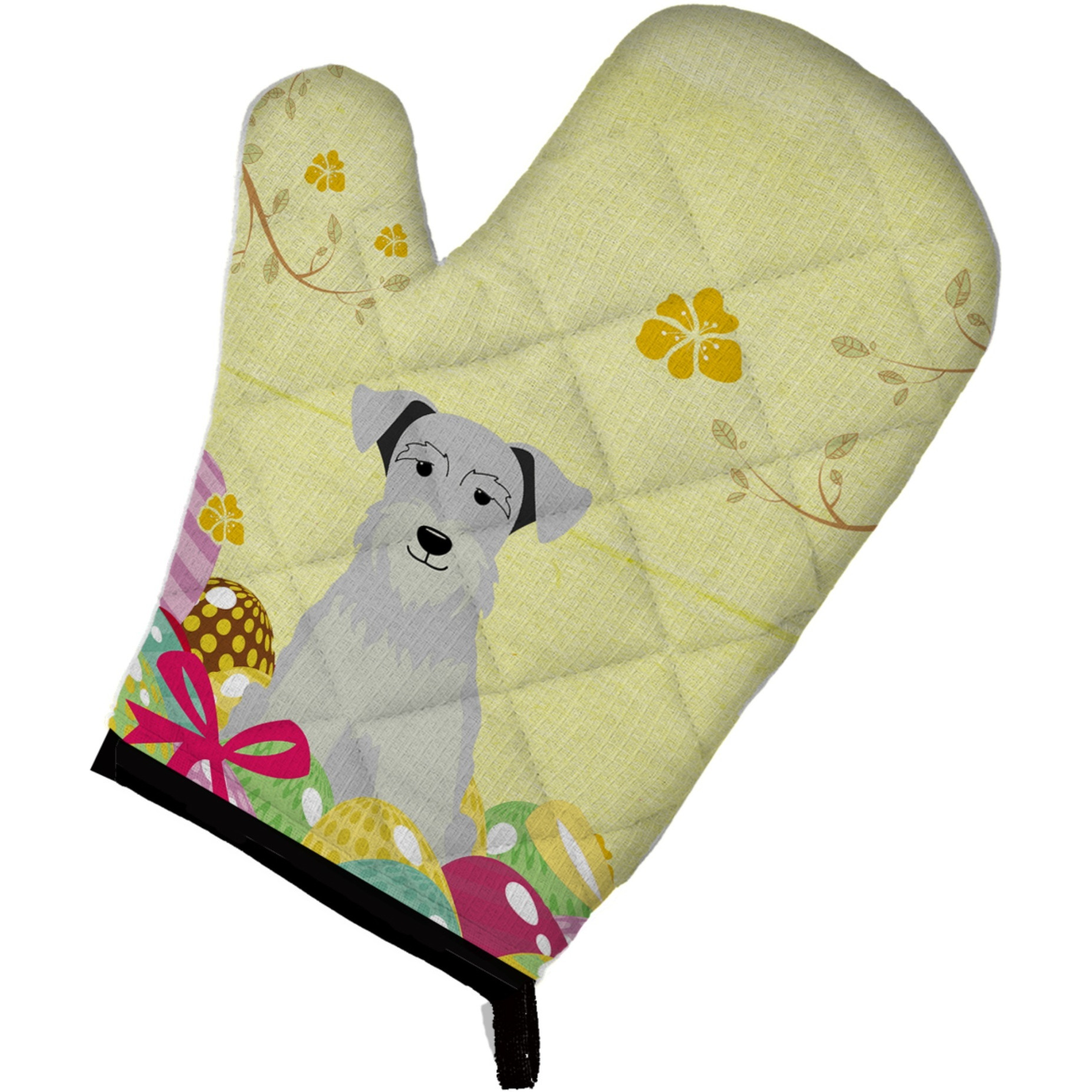 &quotCaroline's Treasures BB6053OVMT Easter Eggs Miniature Schnauzer White Oven Mitt, Multicolor, 12"" x 8.5"""