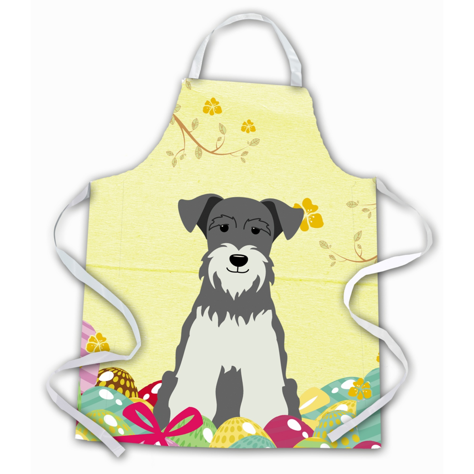 &quotCaroline's Treasures Easter Eggs Miniature Schanuzer Salt & Pepper Apron, Large, Multicolor"