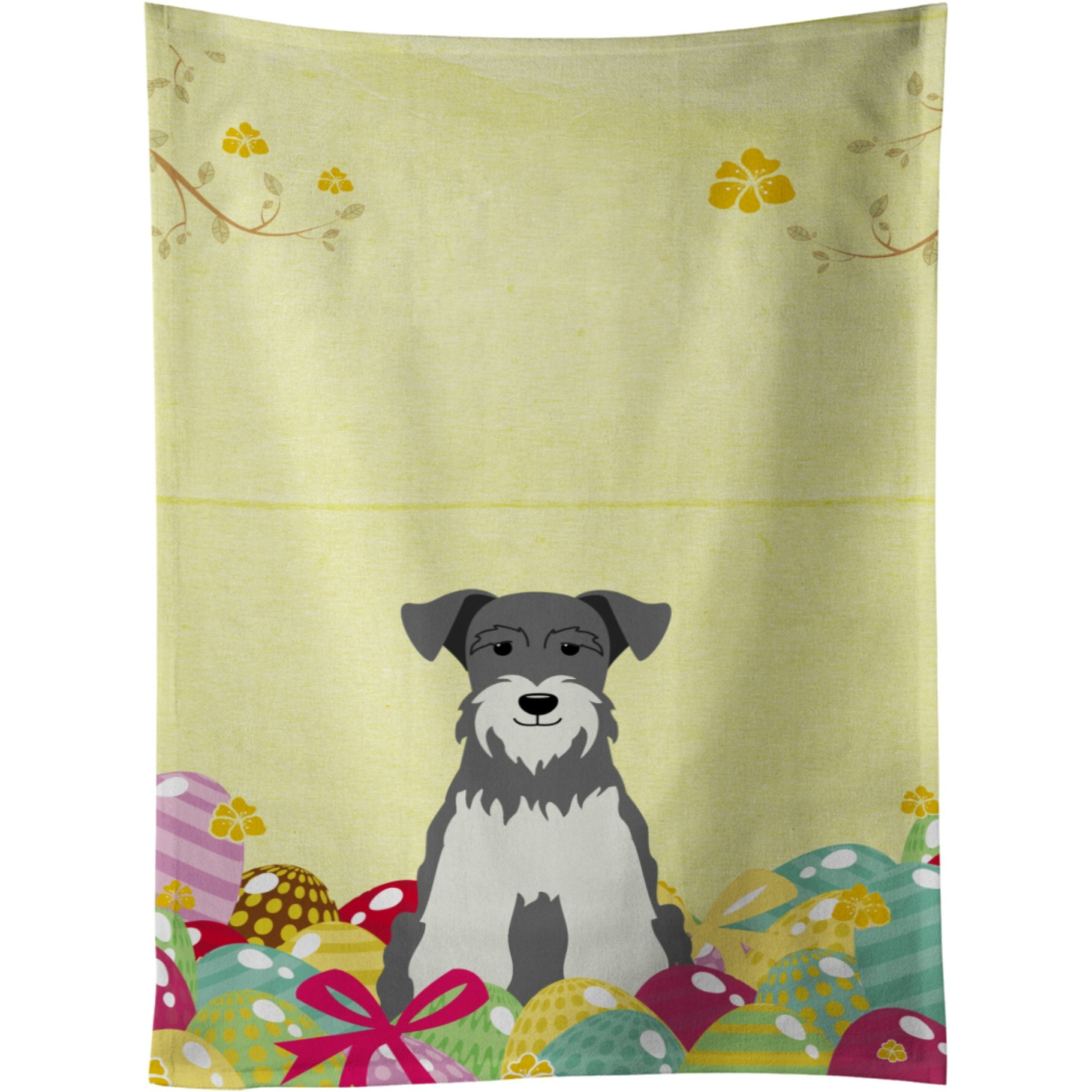 &quotCaroline's Treasures Easter Eggs Miniature Schnauzer Salt and Pepper Kitchen Towel, Multicolor, 25"" x 15"""