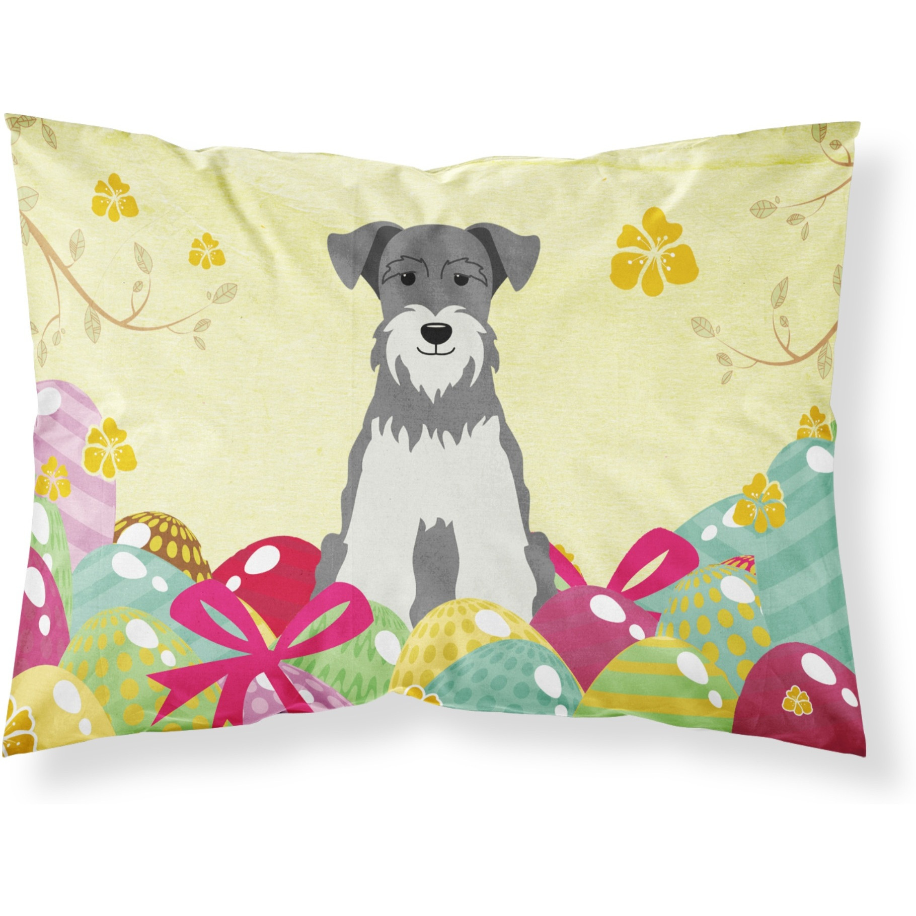Easter Eggs Miniature Schanuzer Salt and Pepper Fabric Standard Pillowcase