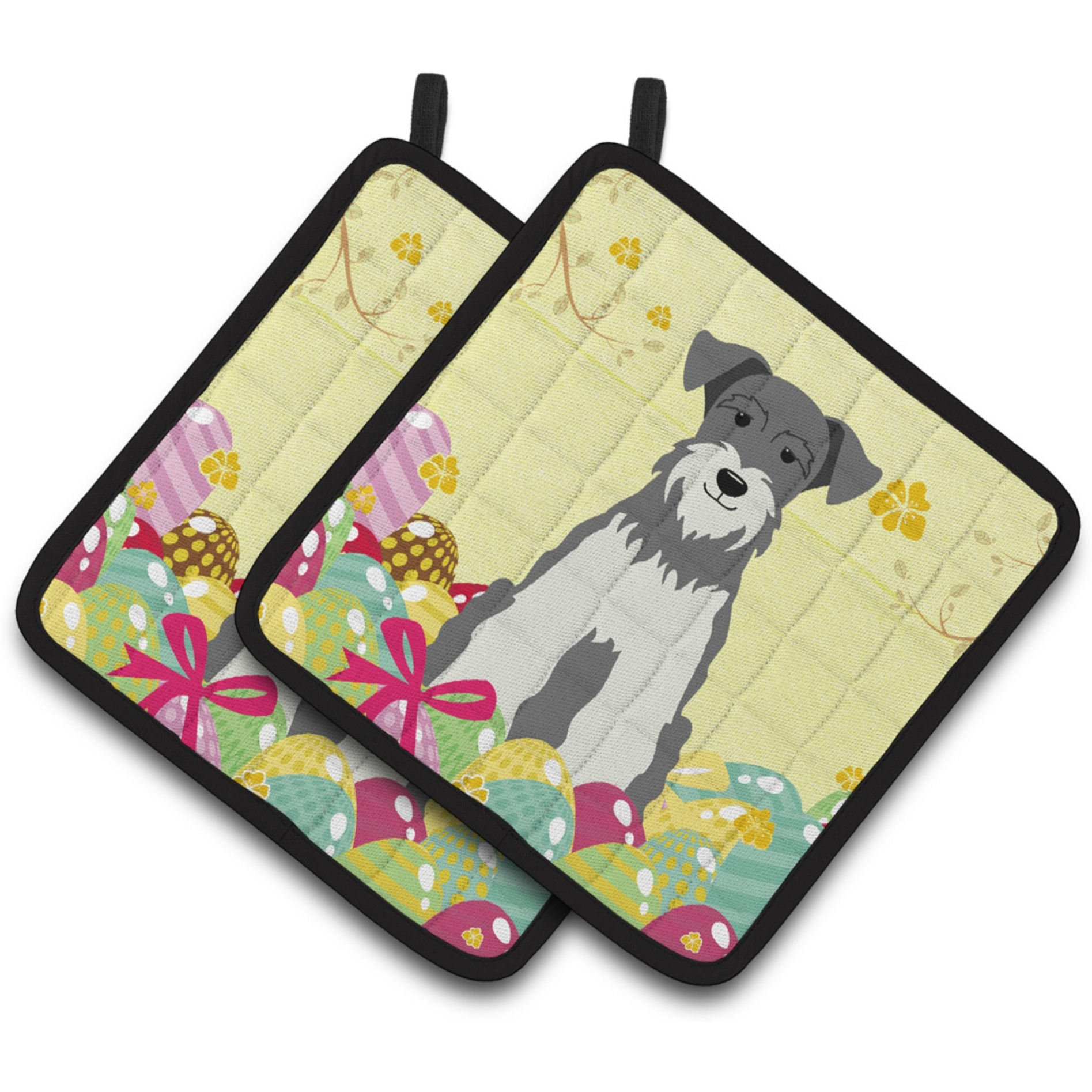 &quotCaroline's Treasures Easter Schanuzer Salt Pepper Pair of Pot Holders, 7.5HX7.5W, Multicolor"