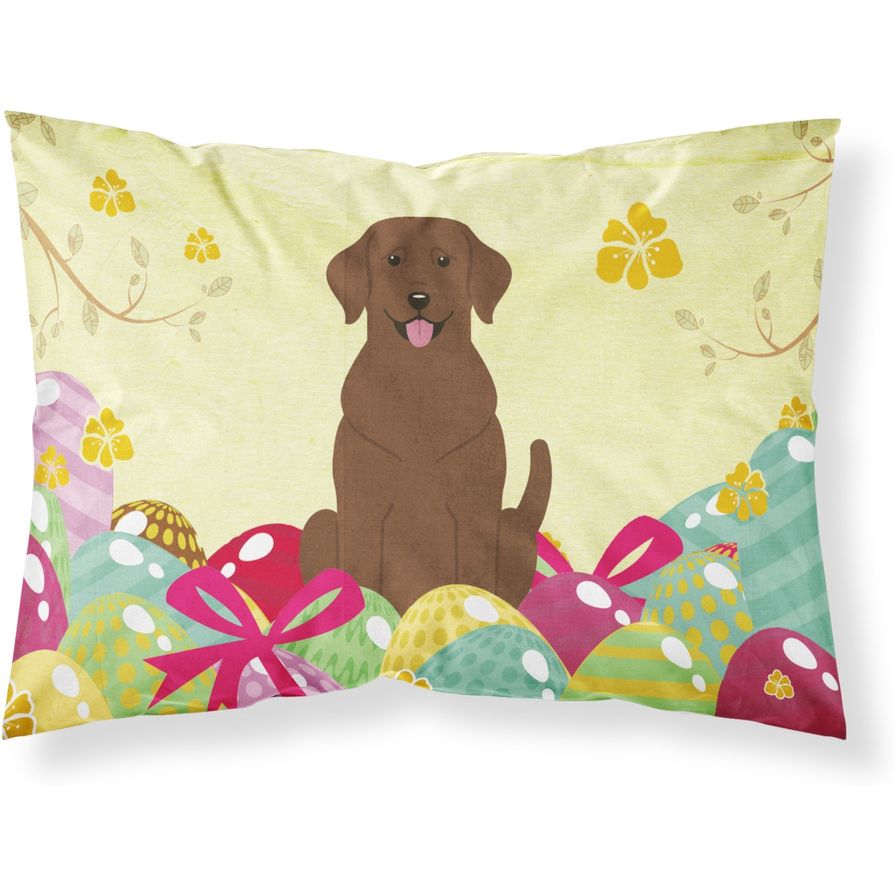 Easter Eggs Chocolate Labrador Fabric Standard Pillowcase