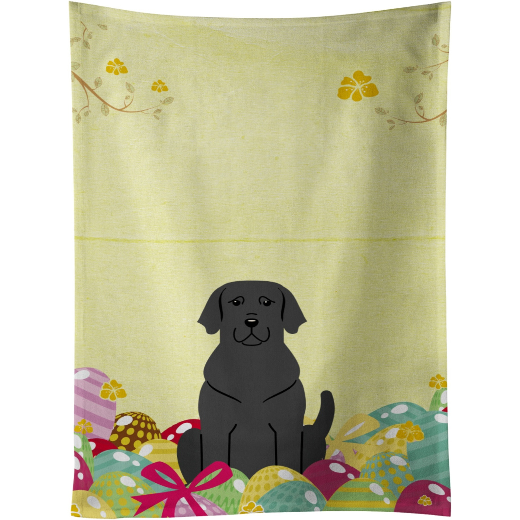 &quotCaroline's Treasures Easter Eggs Black Labrador Kitchen Towel, Multicolor, 25"" x 15"""