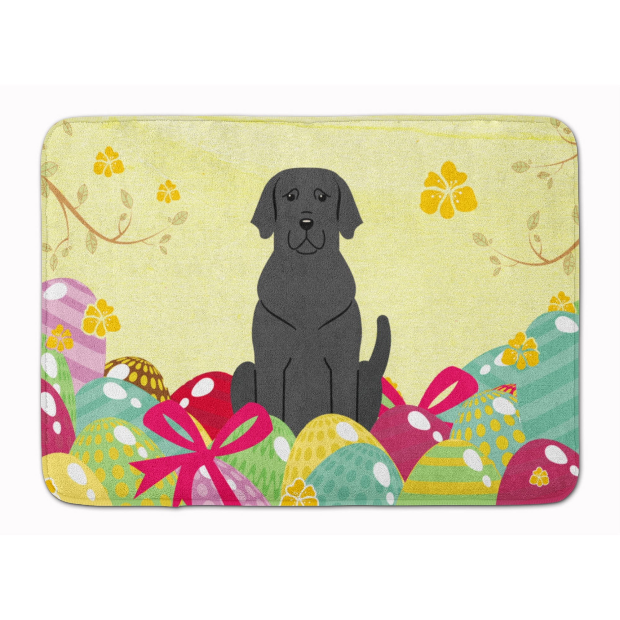 &quotCaroline's Treasures Easter Eggs Black Labrador Machine Washable Memory Foam Mat doormats, Multicolor"