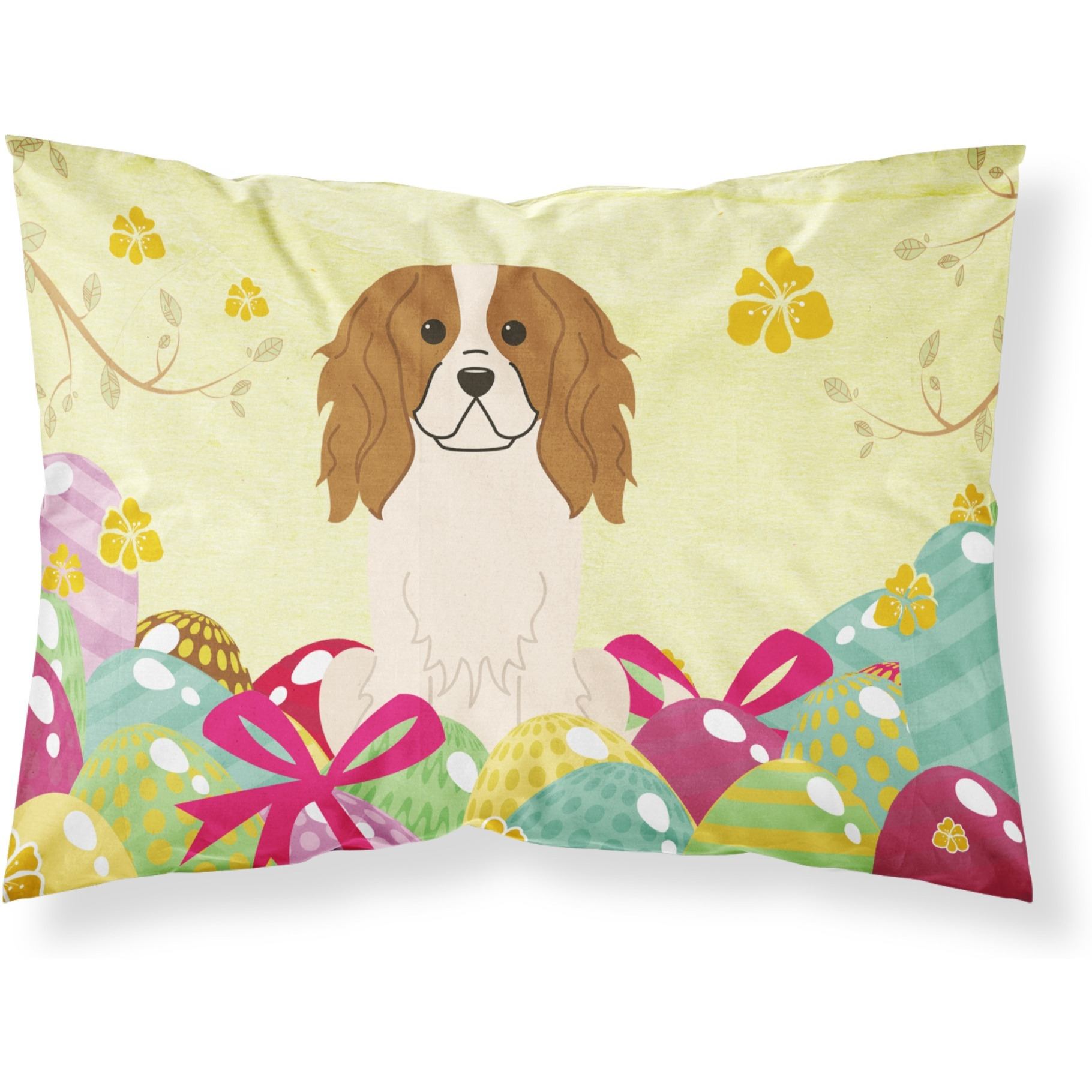 Easter Eggs Cavalier Spaniel Fabric Standard Pillowcase