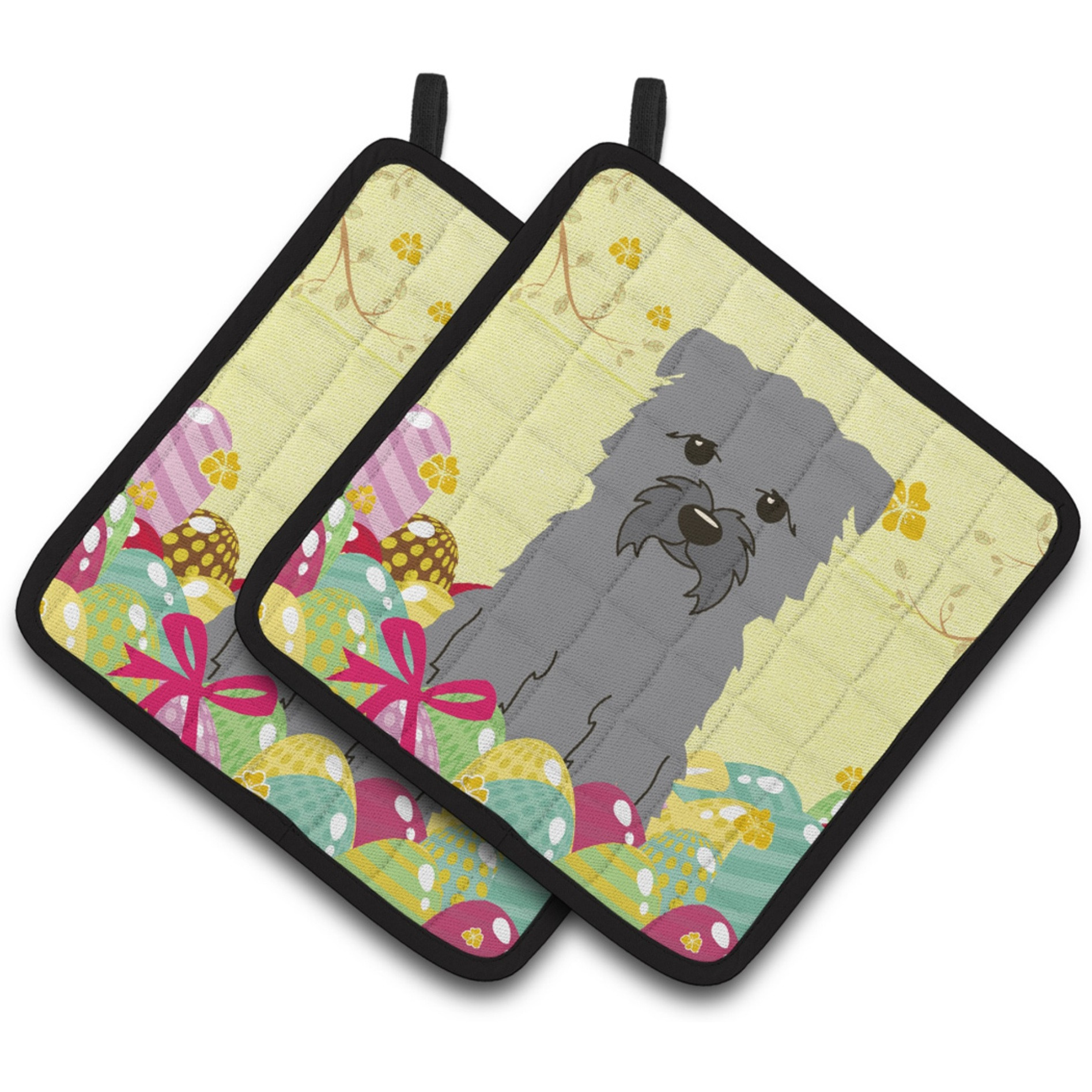 &quotCaroline's Treasures Easter Eggs Glen of Imal Grey Pair of Pot Holders, 7.5HX7.5W, Multicolor"
