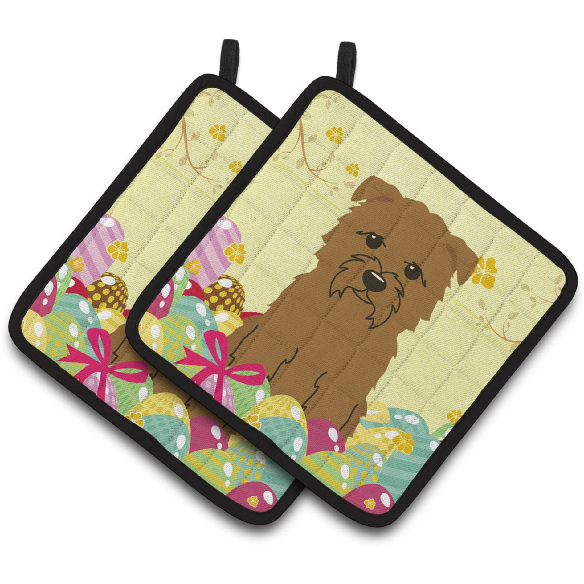 &quotCaroline's Treasures Easter Eggs Glen of Imal Tan Pair of Pot Holders, 7.5HX7.5W, Multicolor"
