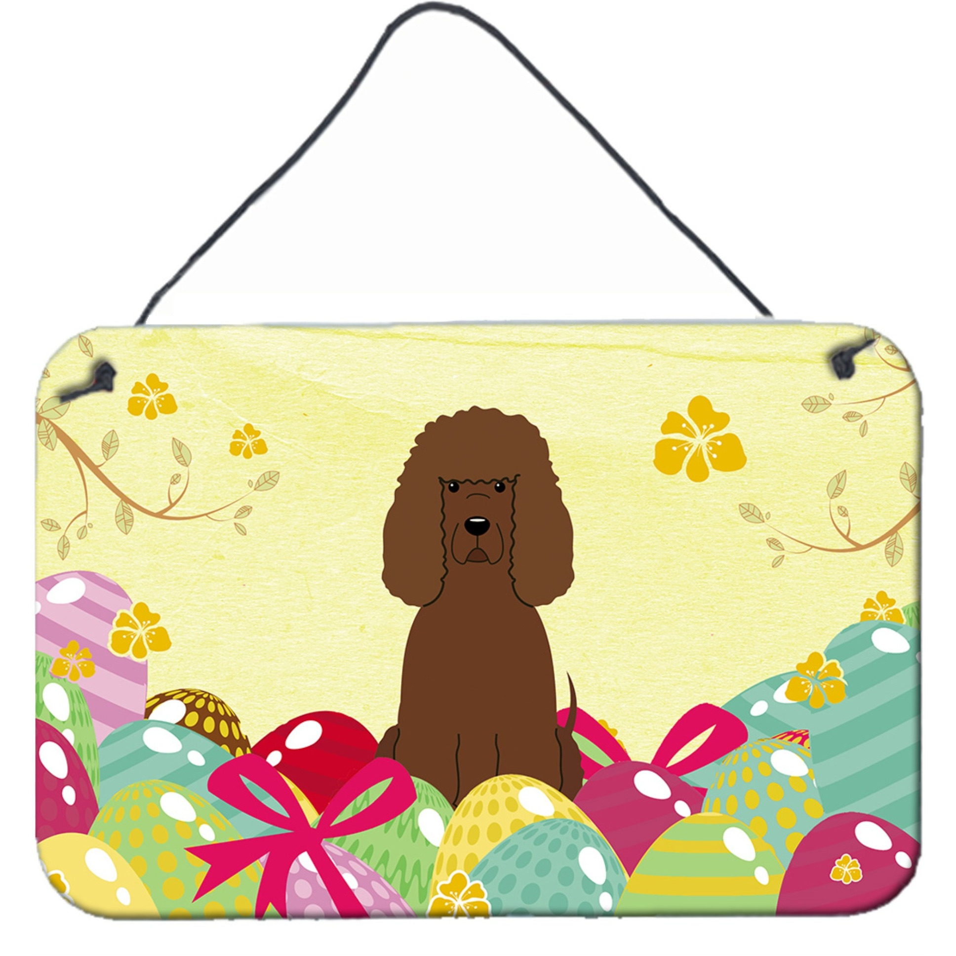 &quotCaroline's Treasures Easter Eggs Irish Water Spaniel Metal Print, 8"" H x 12"" W"
