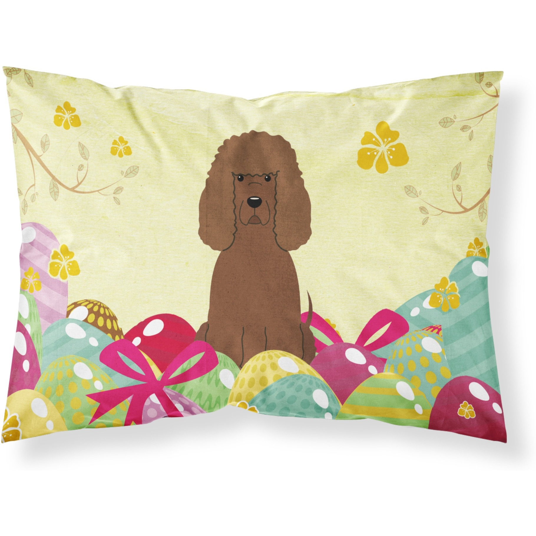 Easter Eggs Irish Water Spaniel Fabric Standard Pillowcase