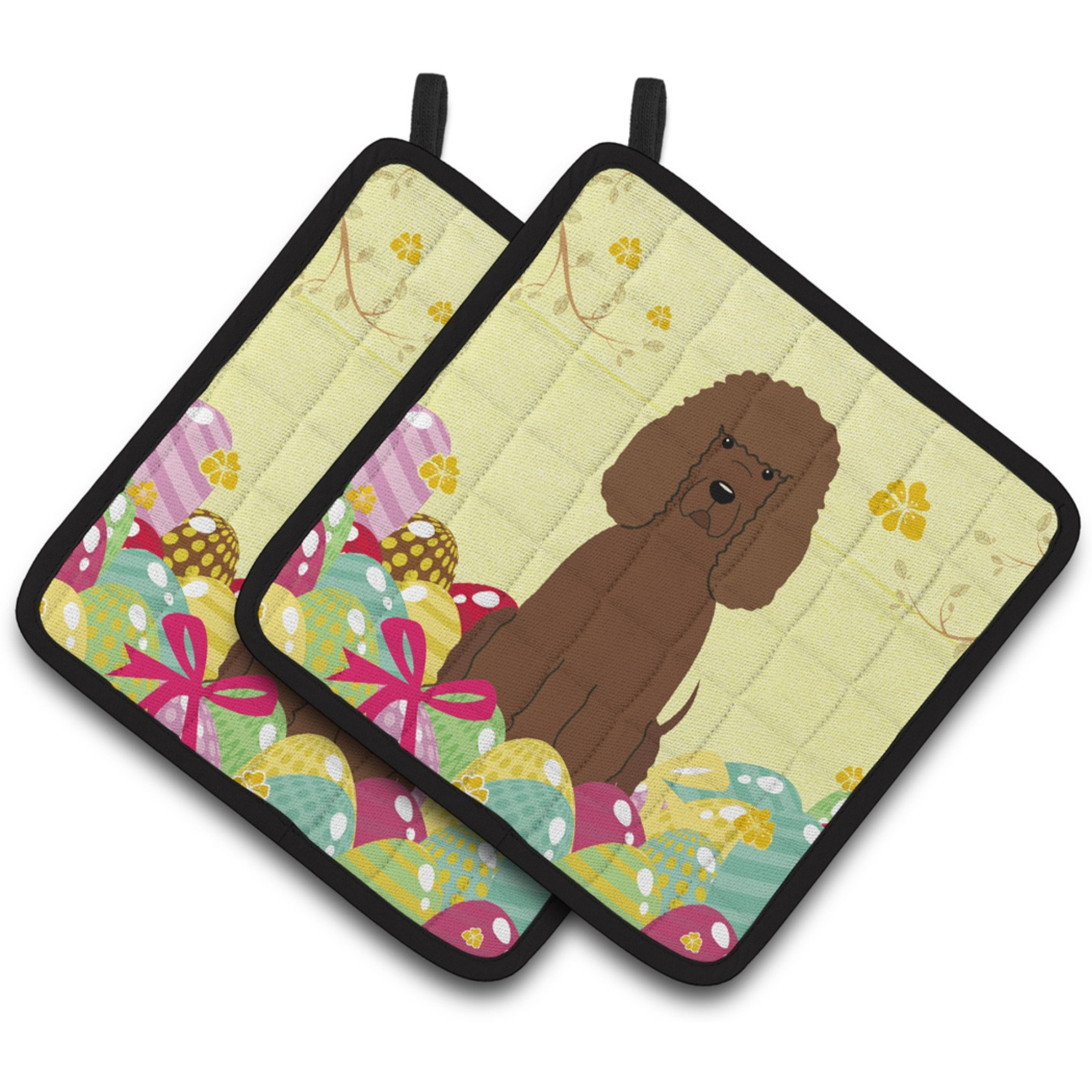 &quotCaroline's Treasures Easter Irish Water Spaniel Pair of Pot Holders, 7.5HX7.5W, Multicolor"