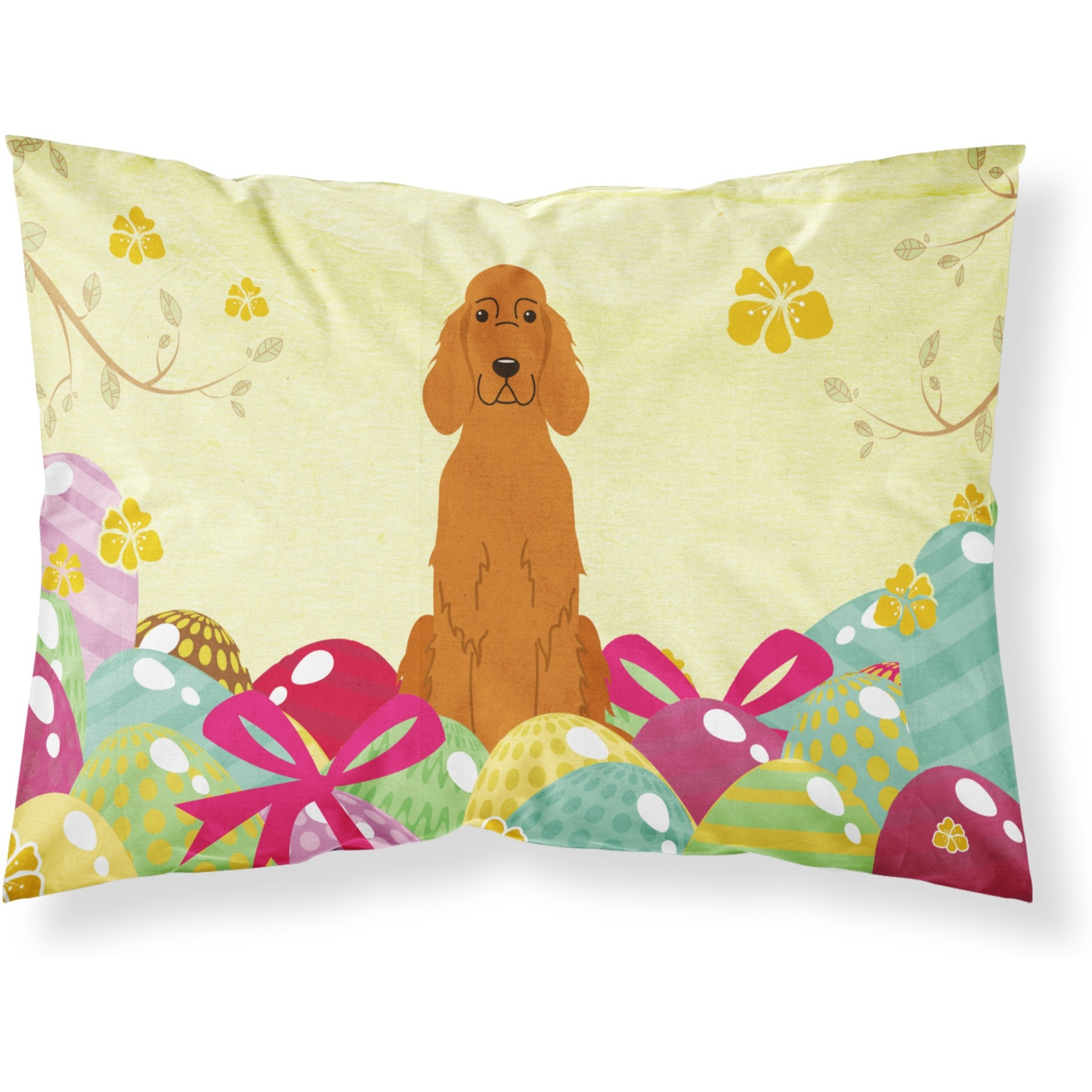 Easter Eggs Irish Setter Fabric Standard Pillowcase