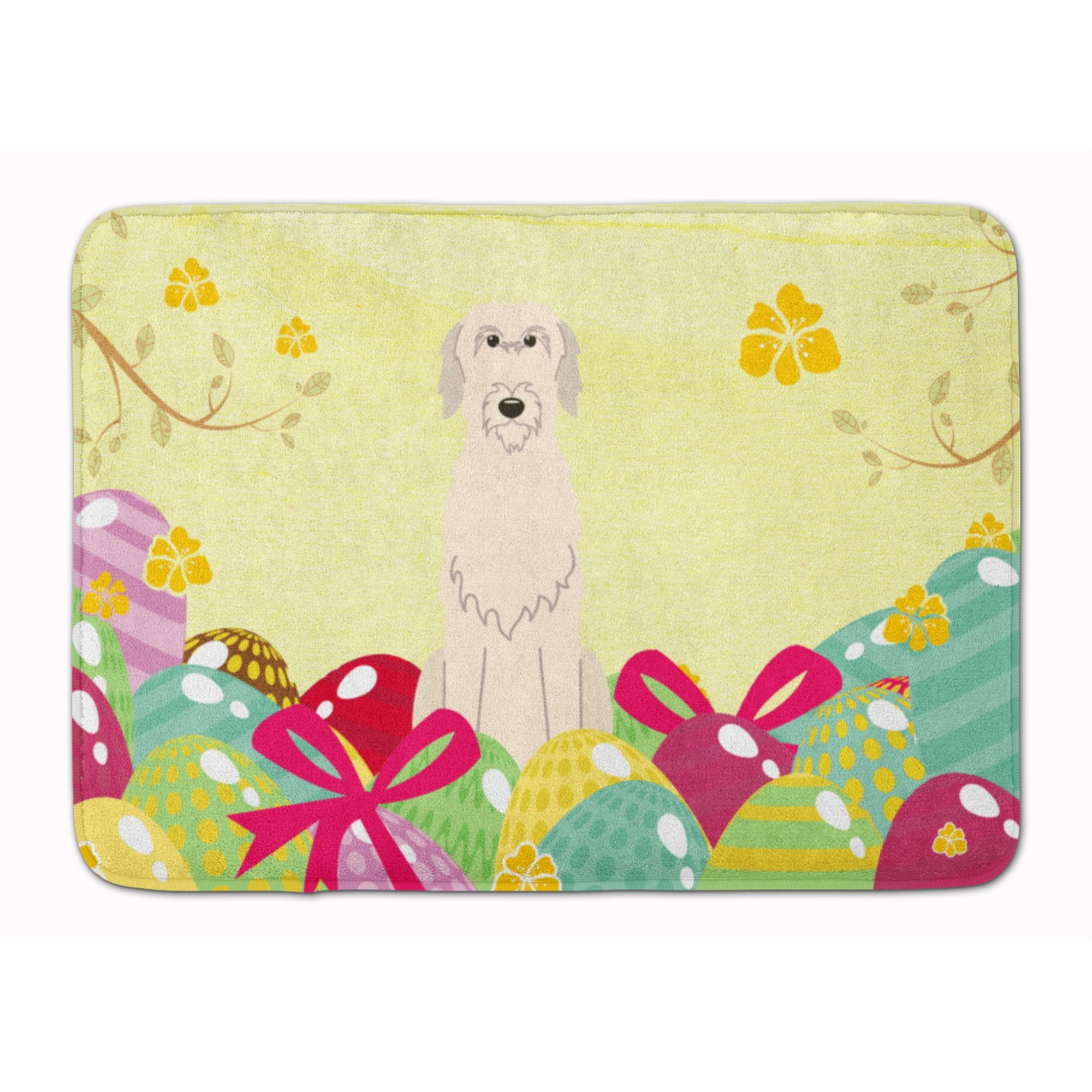 &quotCaroline's Treasures Easter Eggs Irish Wolfhound Machine Washable Memory Foam Mat doormats, Multicolor"