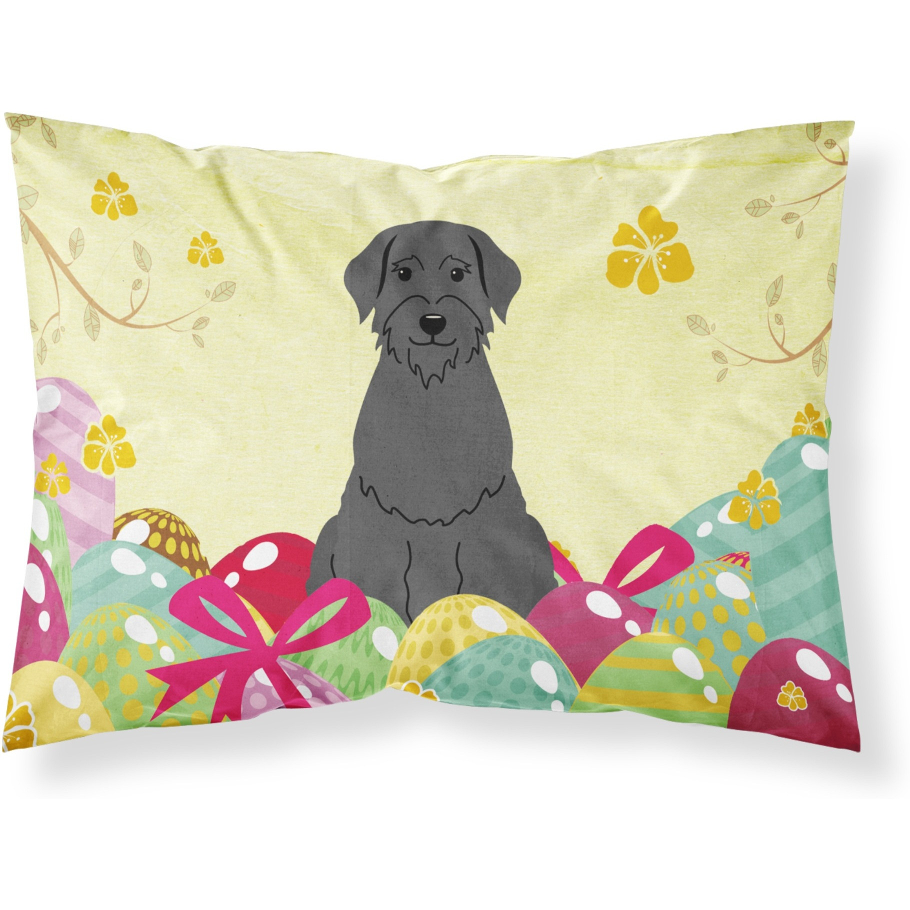Easter Eggs Giant Schnauzer Fabric Standard Pillowcase