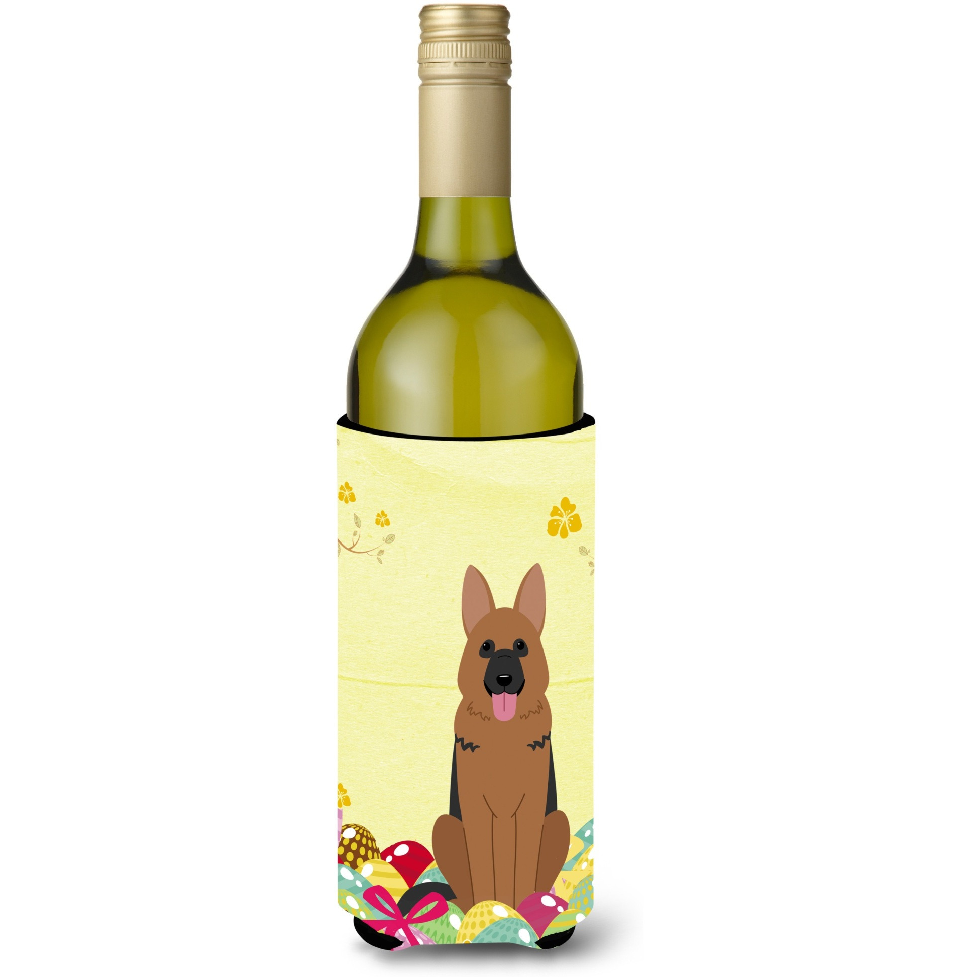 &quotCaroline's Treasures BB6067LITERK Easter Eggs German Shepherd Wine Bottle Beverage Insulator Hugger, 750ml, Multicolor"