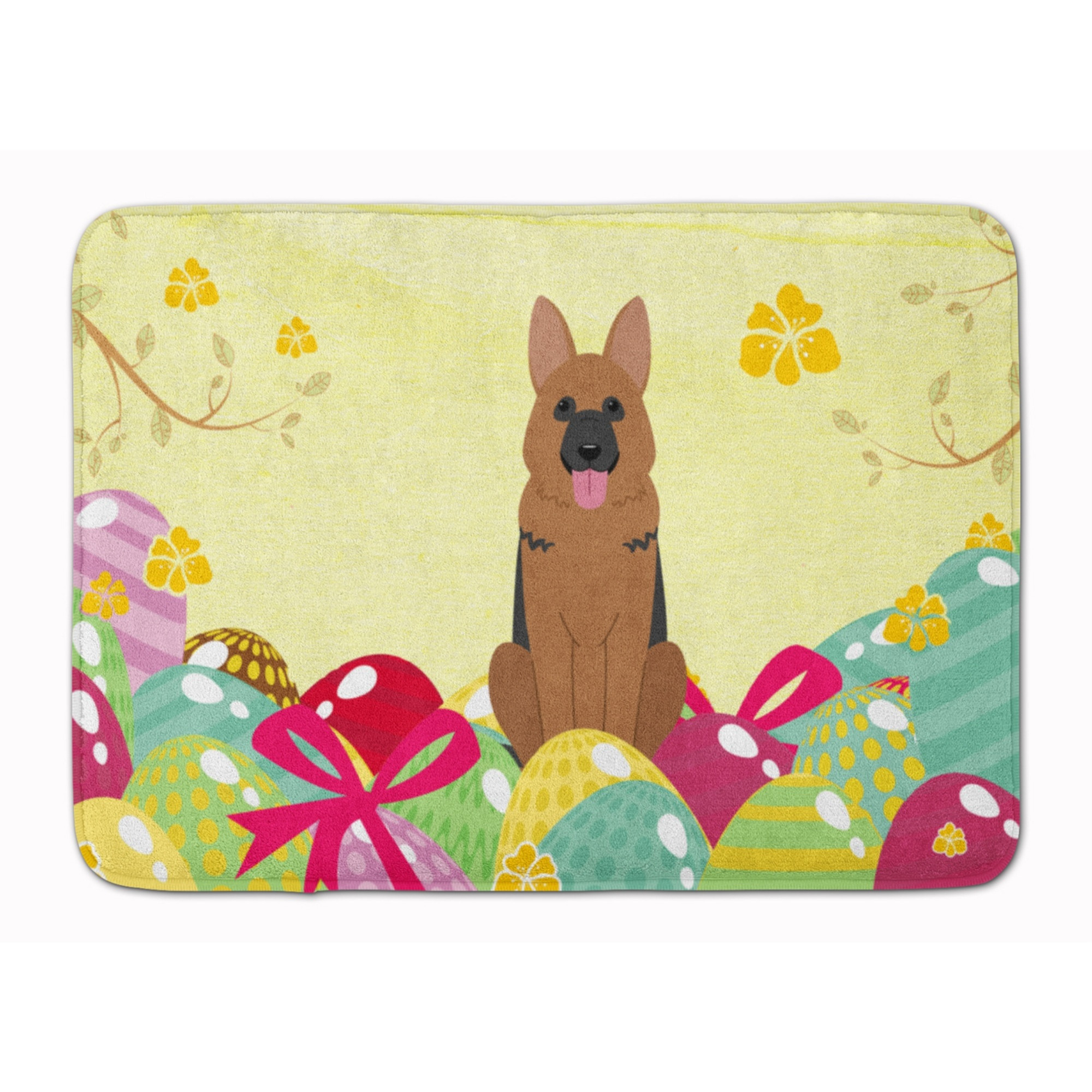 &quotCaroline's Treasures Easter Eggs German Shepherd Machine Washable Memory Foam Mat doormats, Multicolor"