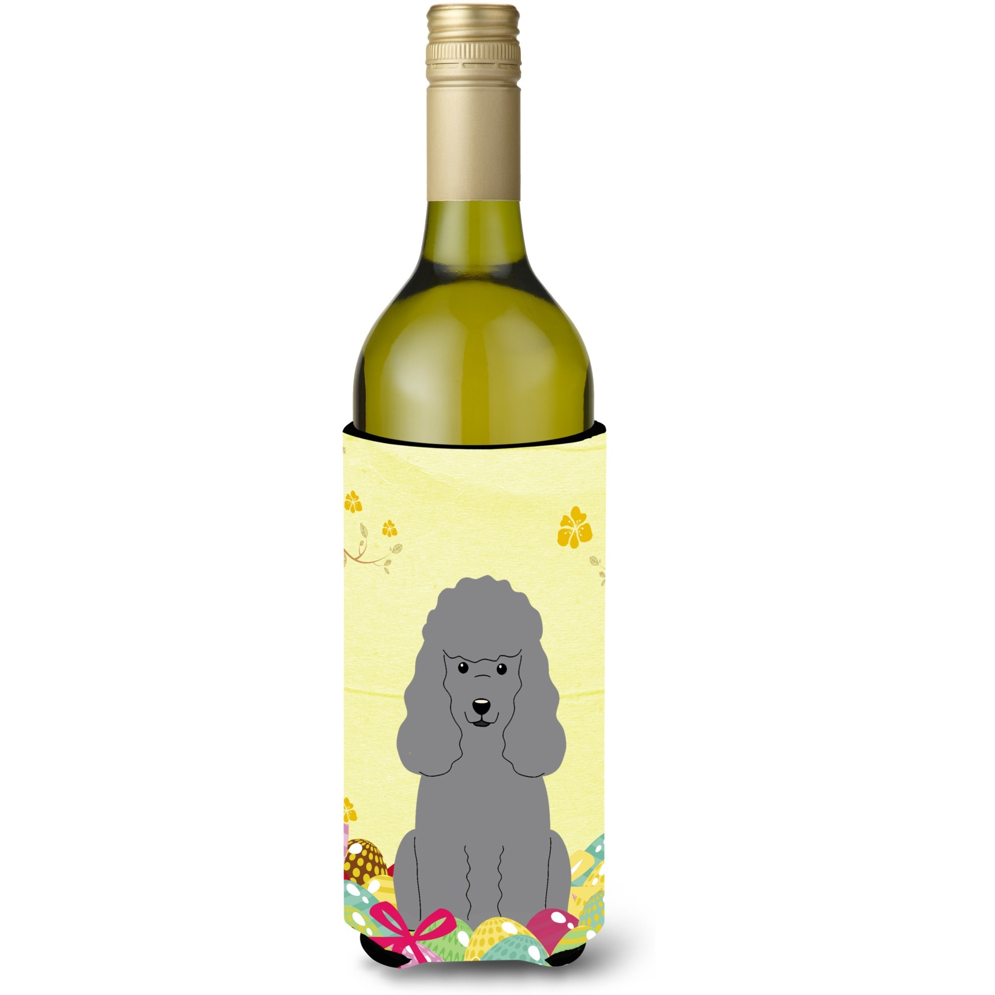&quotCaroline's Treasures BB6068LITERK Easter Eggs Poodle Silver Wine Bottle Beverage Insulator Hugger, 750ml, Multicolor"