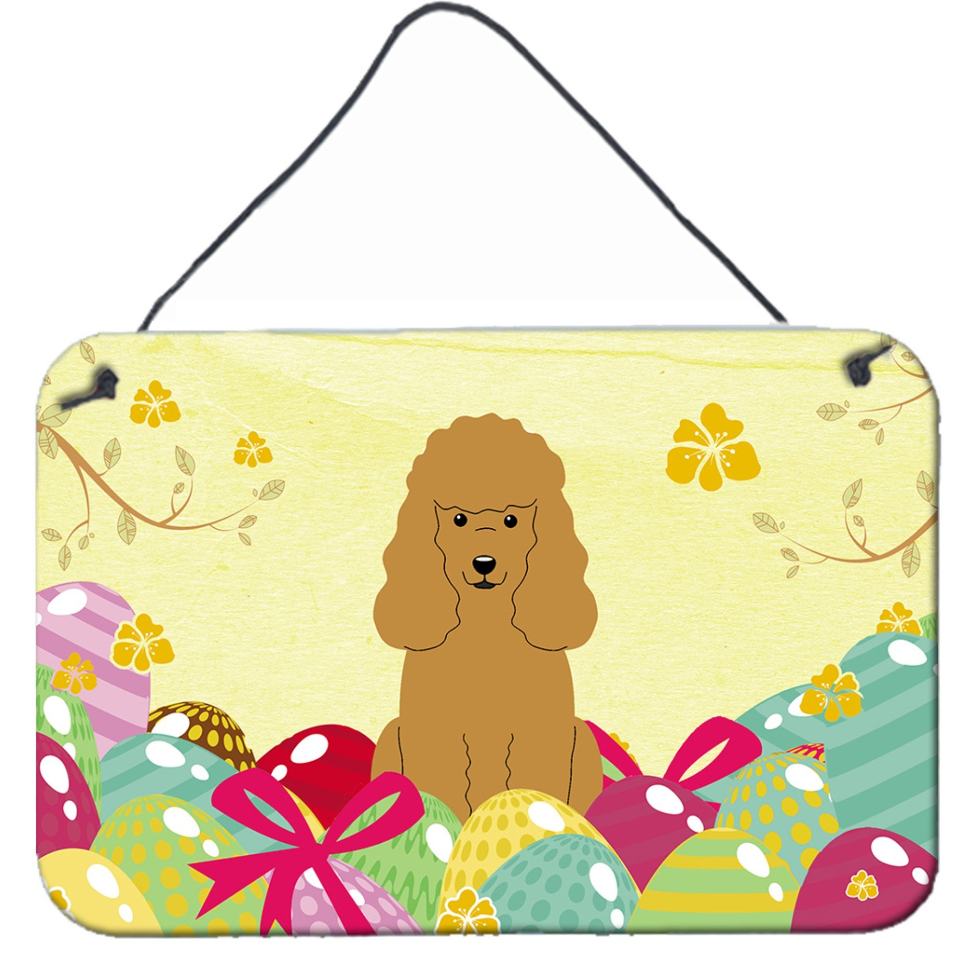 &quotCaroline's Treasures Easter Eggs Poodle Tan Metal Print, 8"" H x 12"" W"