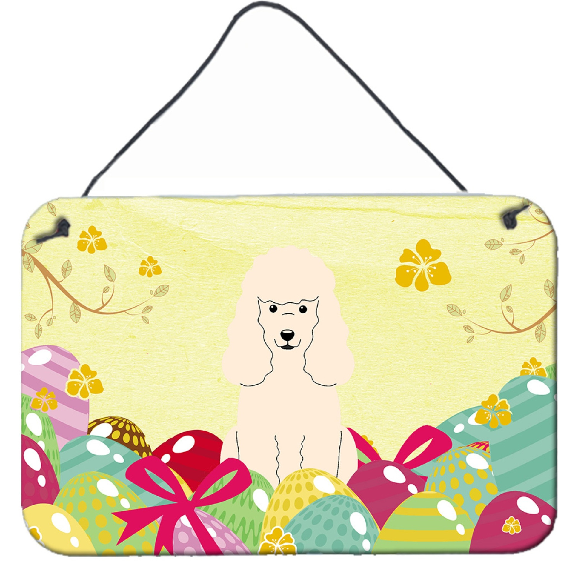 &quotCaroline's Treasures Easter Eggs Poodle White Metal Print, 8"&quotH x 12"&quotW, Multicolor"