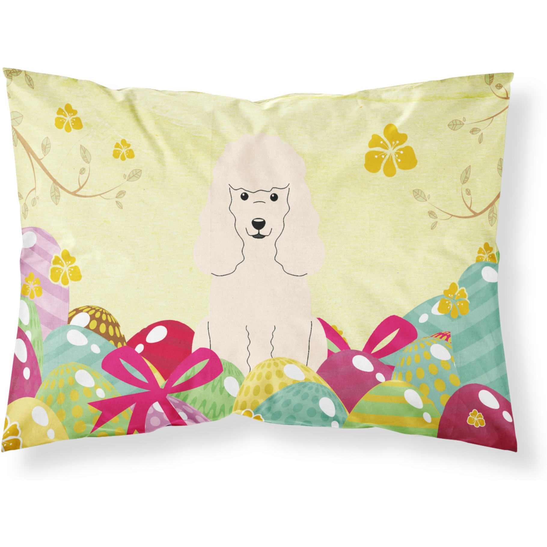 Easter Eggs Poodle White Fabric Standard Pillowcase