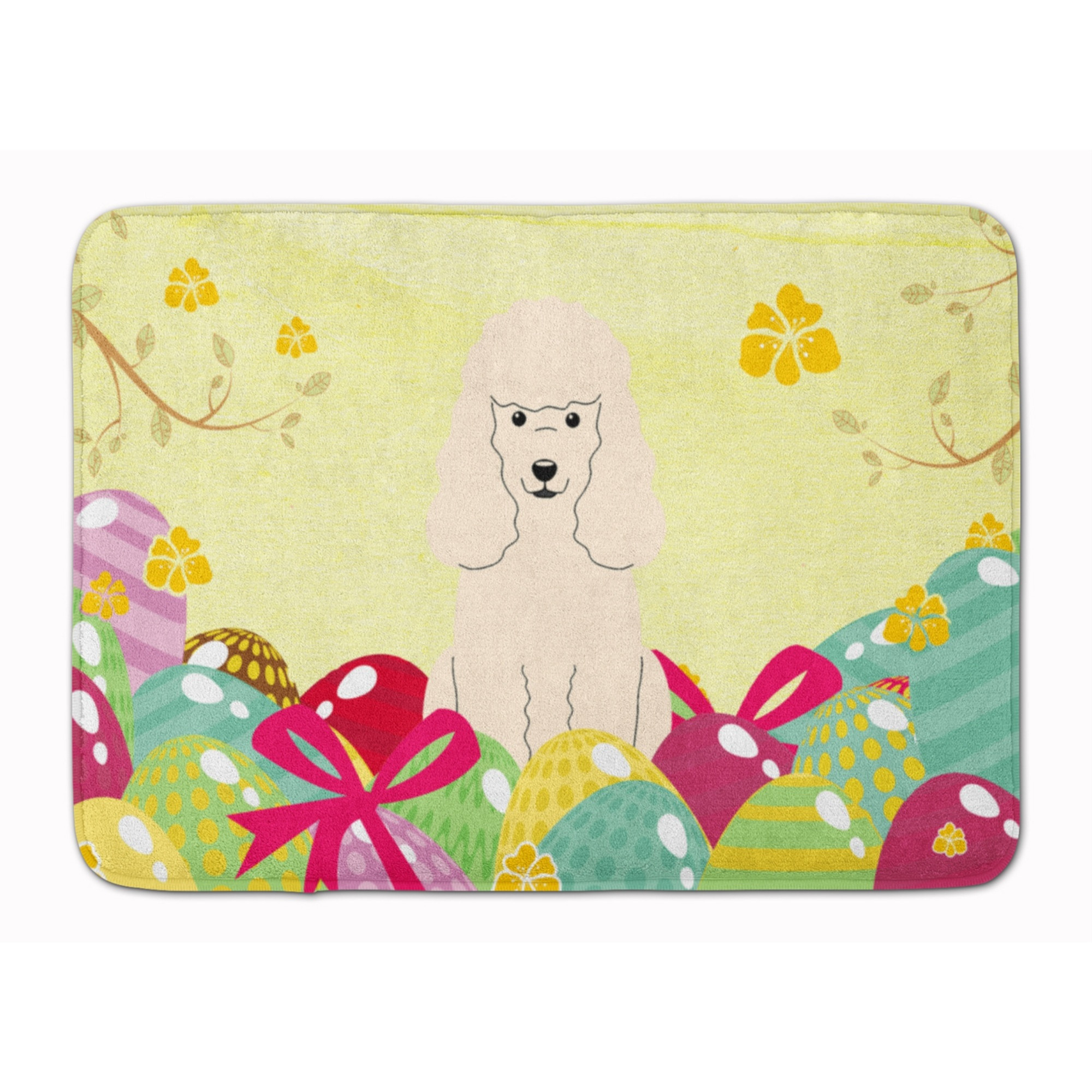 Caroline's Treasures Easter Eggs Poodle White Machine Washable Memory Foam Mat doormats