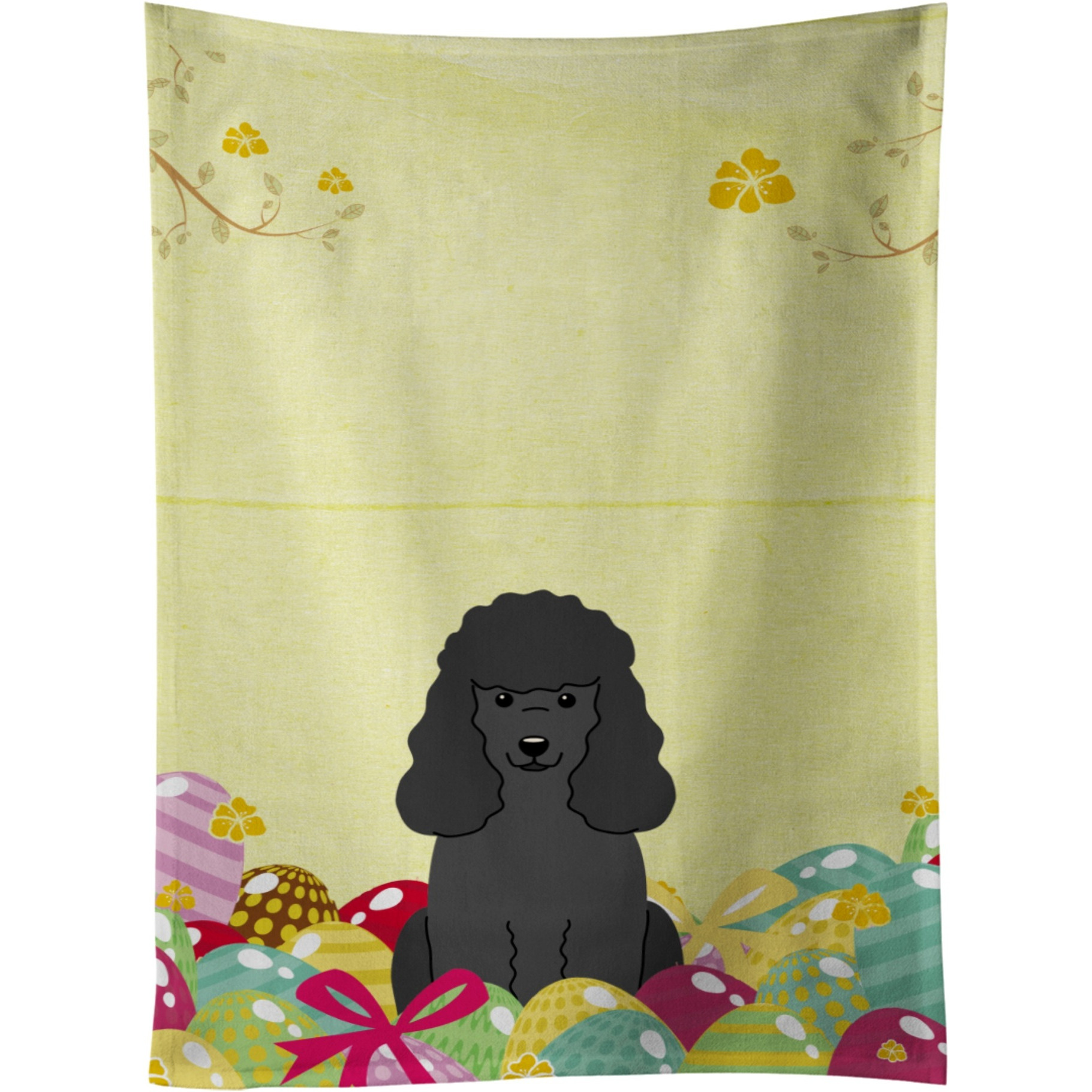&quotCaroline's Treasures Easter Eggs Poodle Black Kitchen Towel, Multicolor, 25"" x 15"""