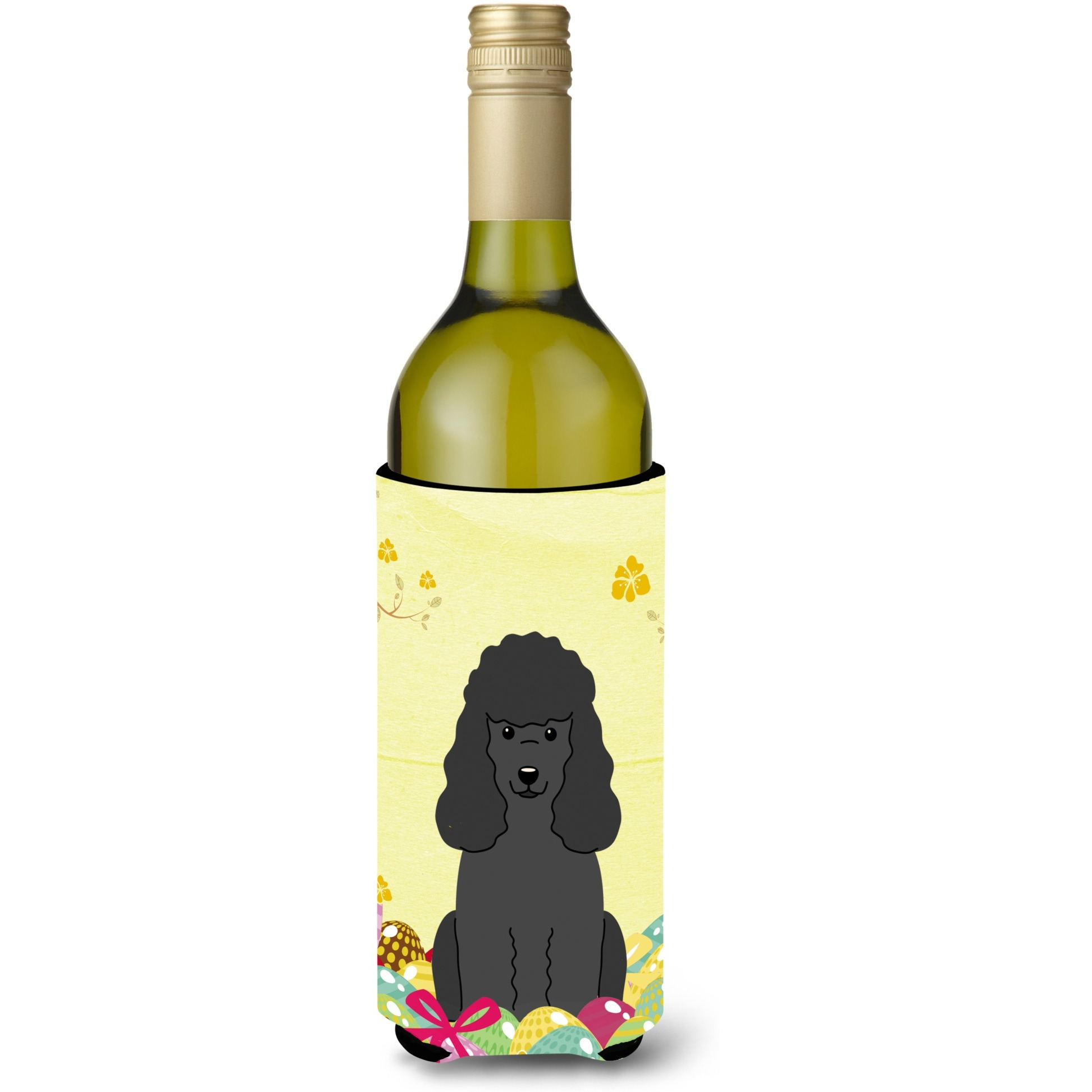 &quotCaroline's Treasures BB6071LITERK Easter Eggs Poodle Black Wine Bottle Beverage Insulator Hugger, 750ml, Multicolor"