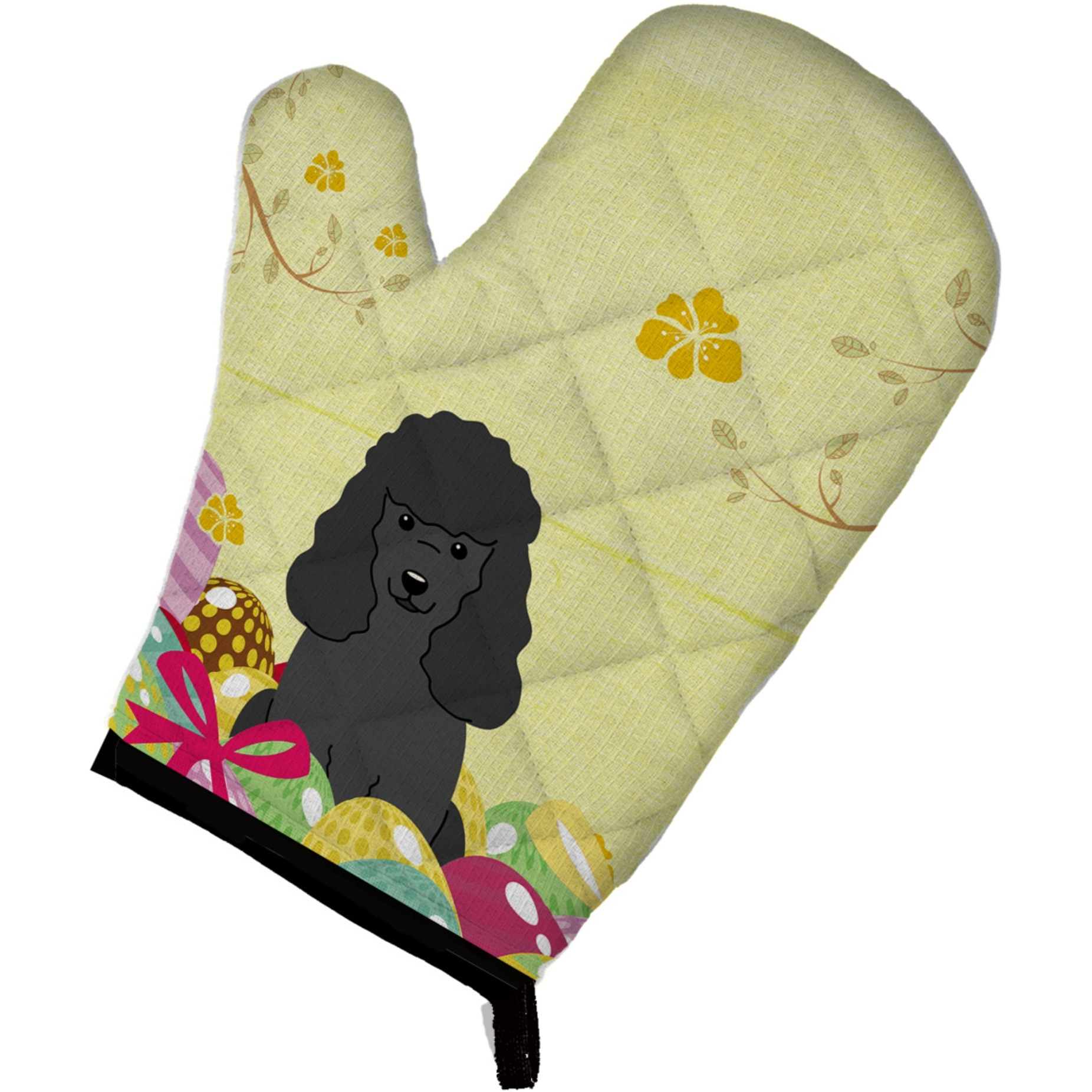&quotCaroline's Treasures Easter Eggs Poodle Black Oven Mitt, Multicolor, 12"" x 8.5"""