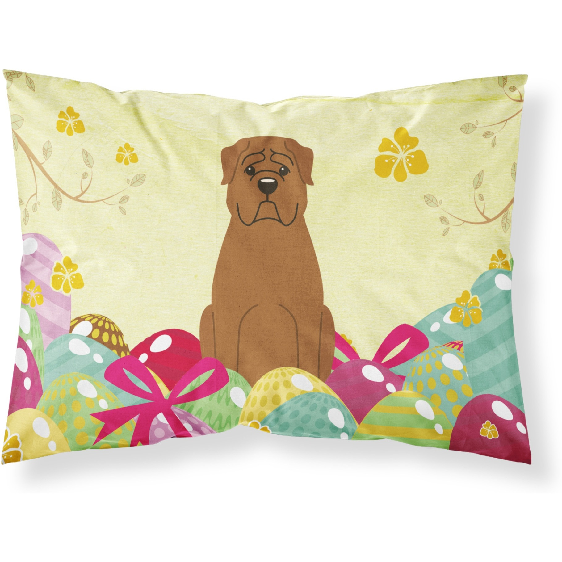 Easter Eggs Dogue de Bourdeaux Fabric Standard Pillowcase
