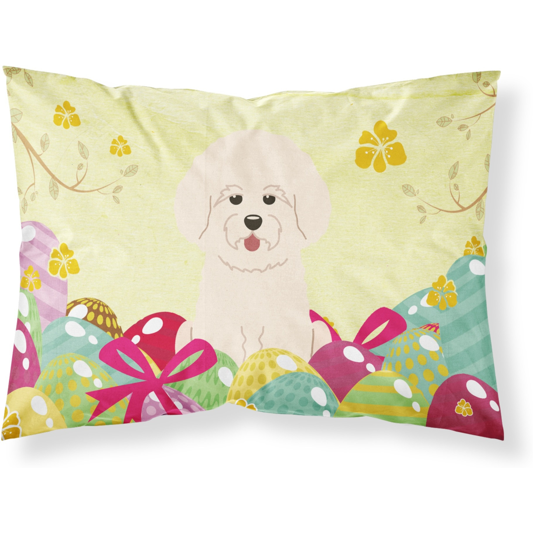 Easter Eggs Bichon Frise Fabric Standard Pillowcase