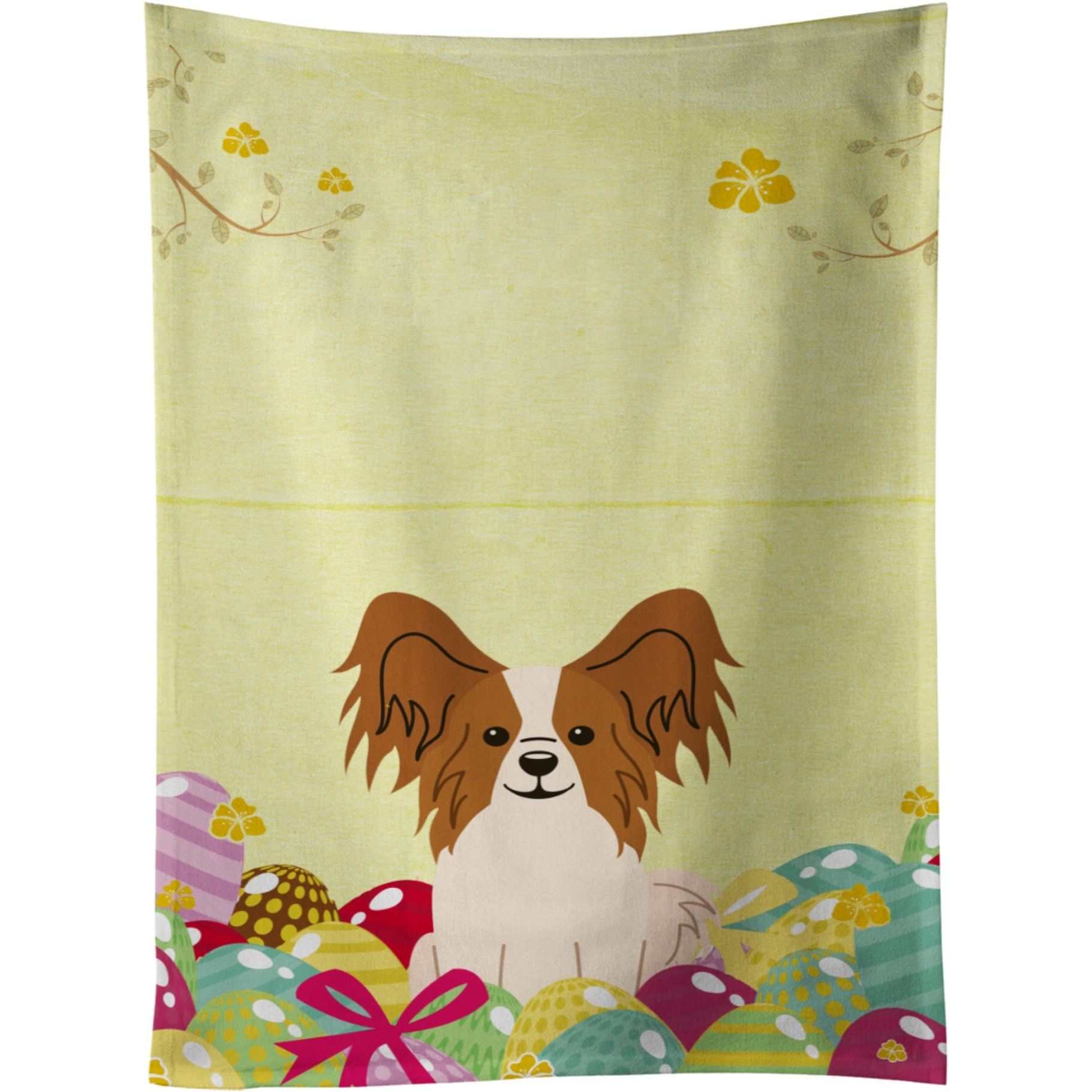 &quotCaroline's Treasures Easter Eggs Papillon Red White Kitchen Towel, Multicolor, 25"" x 15"""