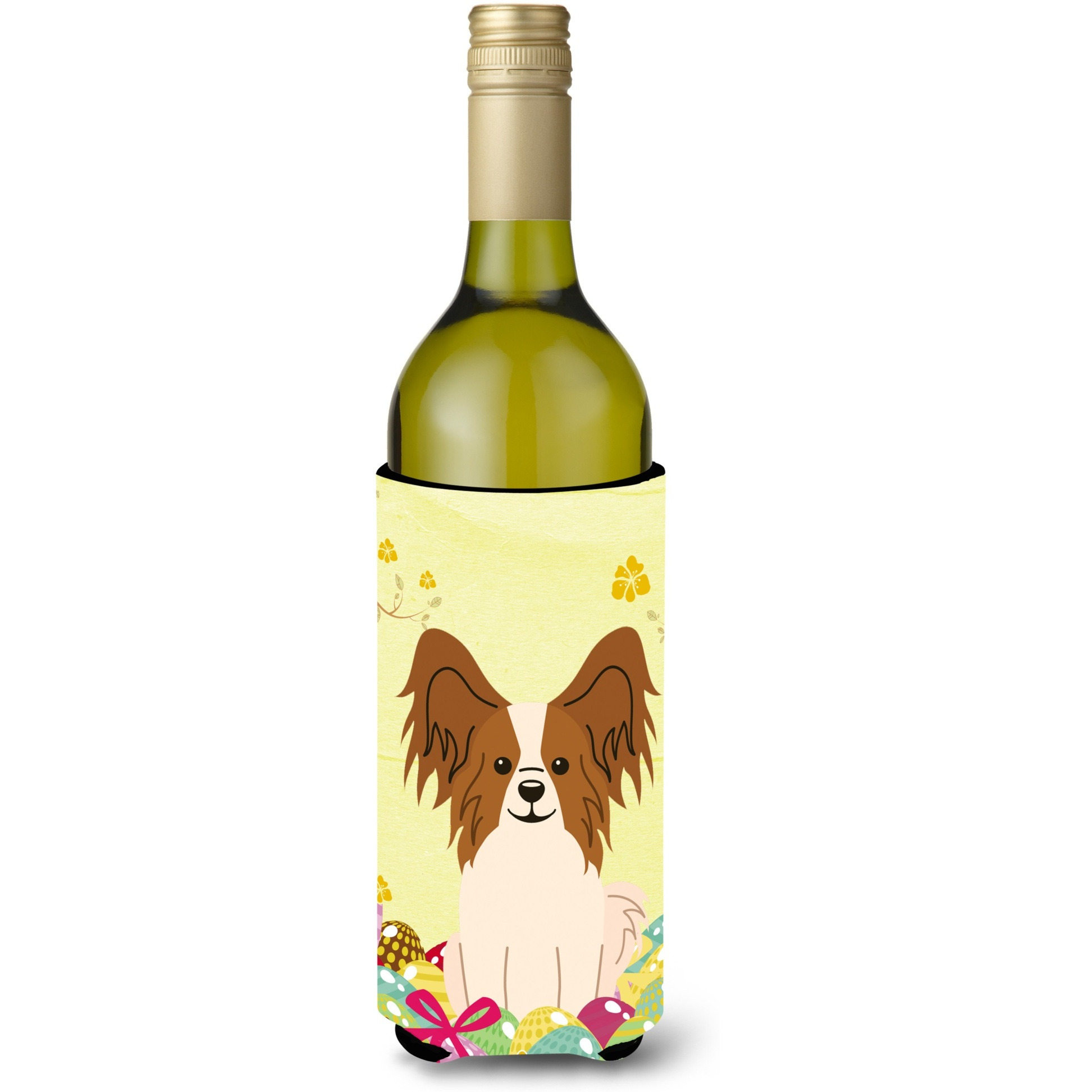 &quotCaroline's Treasures BB6078LITERK Easter Eggs Papillon Red White Wine Bottle Beverage Insulator Hugger, 750ml, Multicolor"