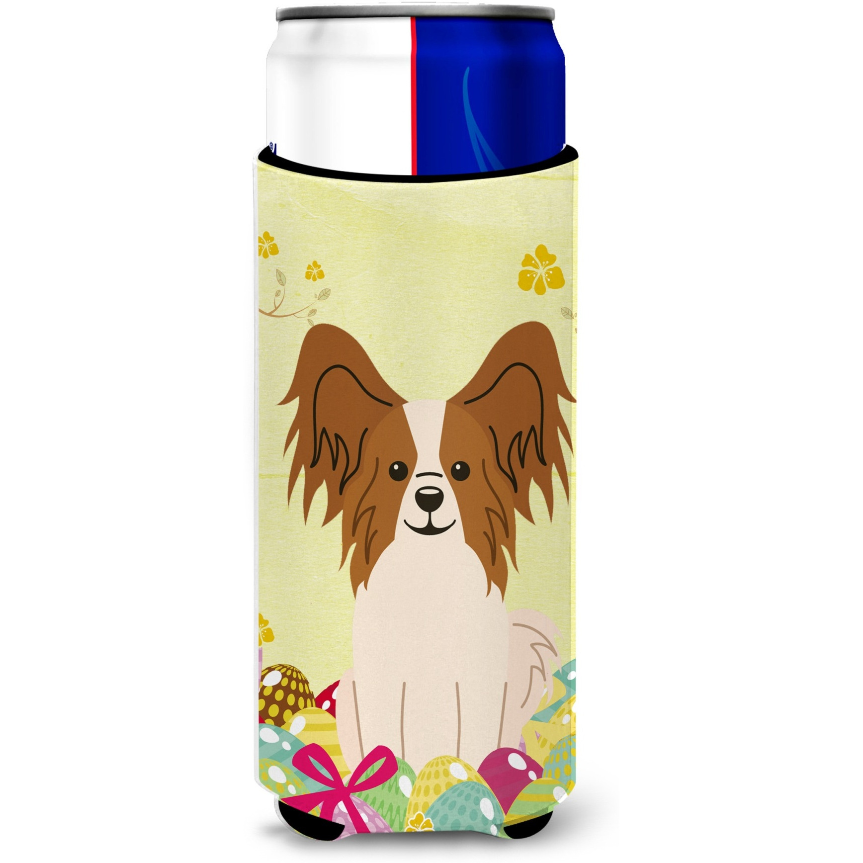 &quotCaroline's Treasures Easter Eggs Papillon Red White Michelob Ultra Hugger For Slim Cans, Slim Can, Multicolor"