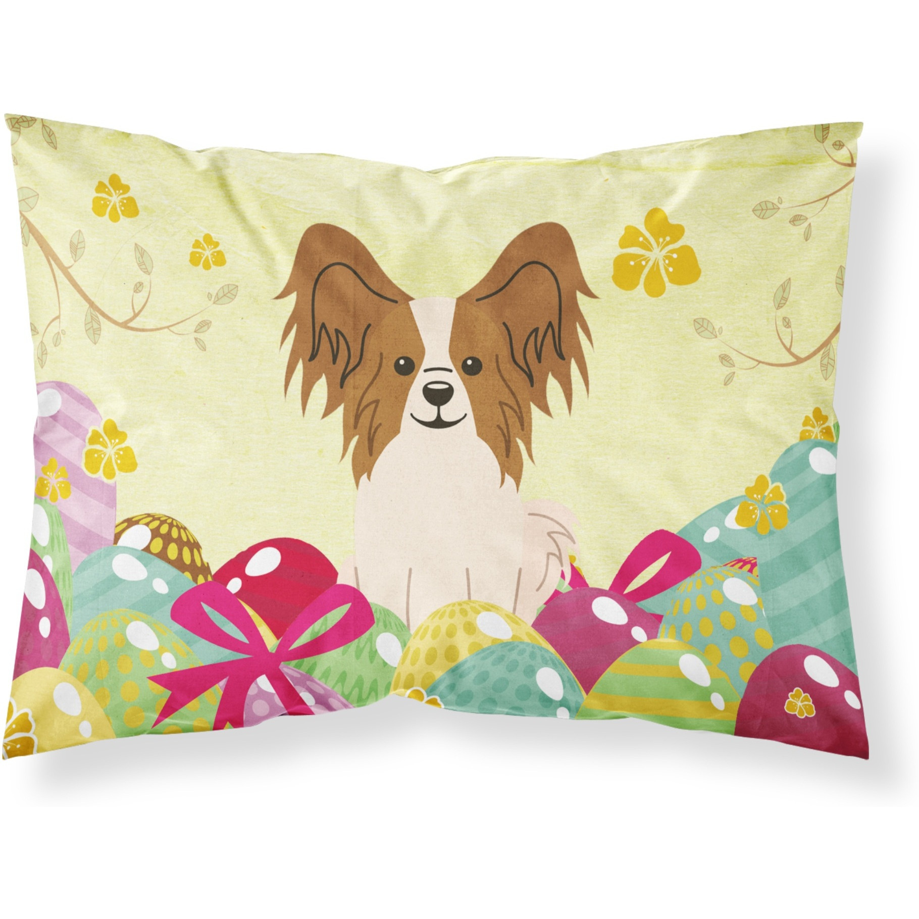 Easter Eggs Papillon Red White Fabric Standard Pillowcase