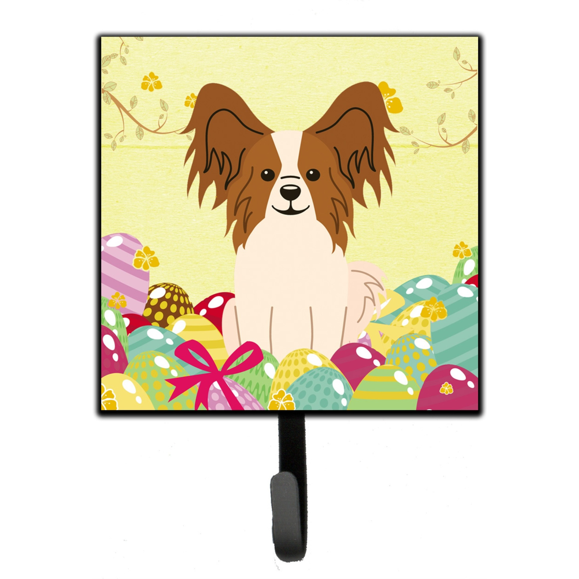 &quotCaroline's Treasures Easter Eggs Papillon Red White Wall Hook, Small, Multicolor"