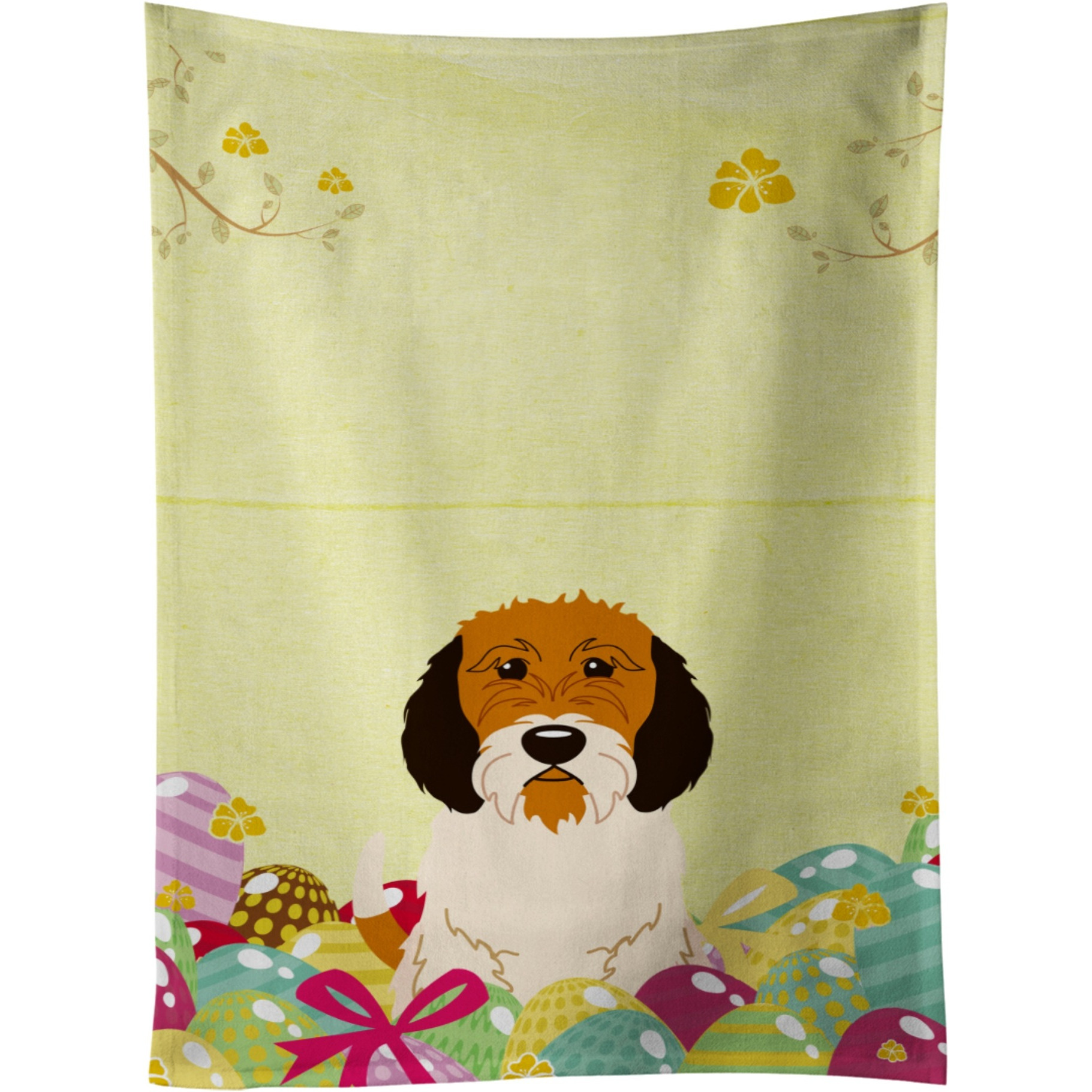 &quotCaroline's Treasures Easter Eggs Petit Basset Griffon Veenden Kitchen Towel, Multicolor, 25"" x 15"""