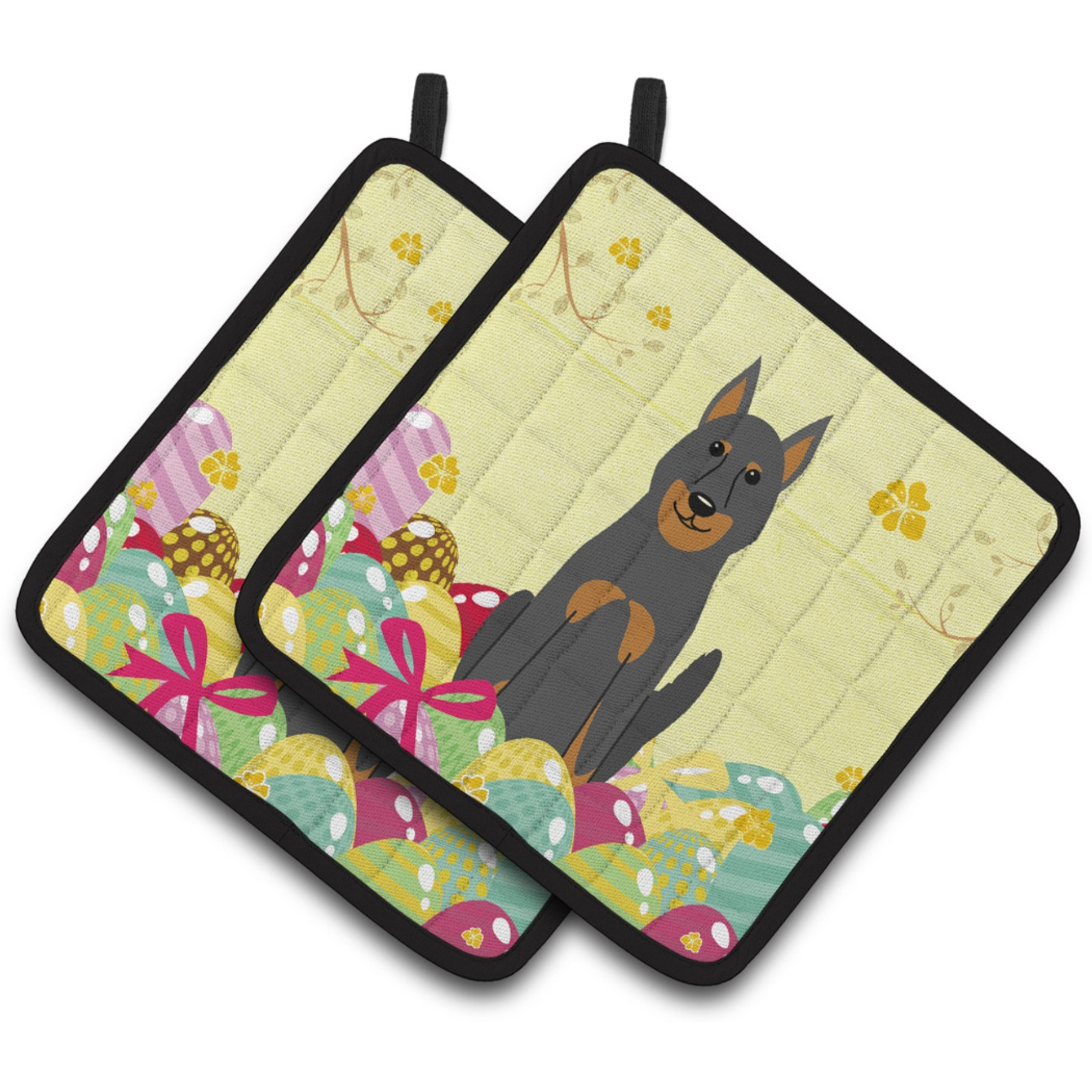 &quotCaroline's Treasures Easter Beauce Shepherd Dog Pair of Pot Holders, 7.5HX7.5W, Multicolor"