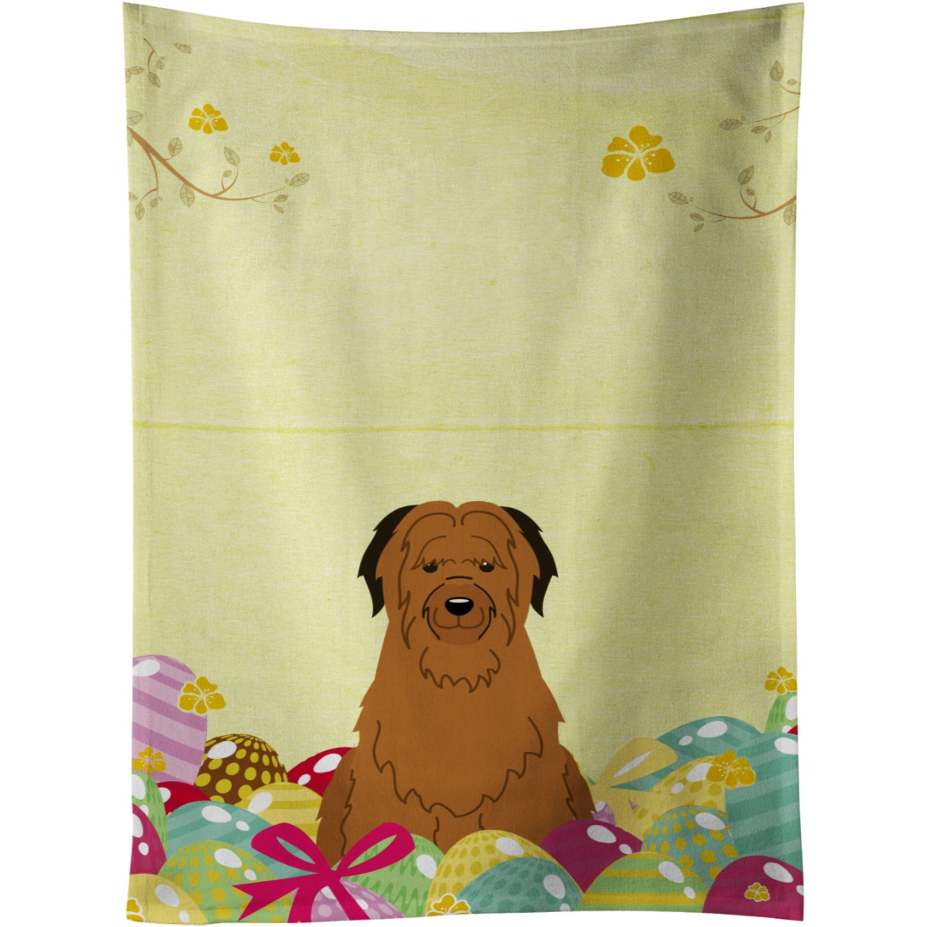 &quotCaroline's Treasures Easter Eggs Briard Brown Kitchen Towel, Multicolor, 25"" x 15"""